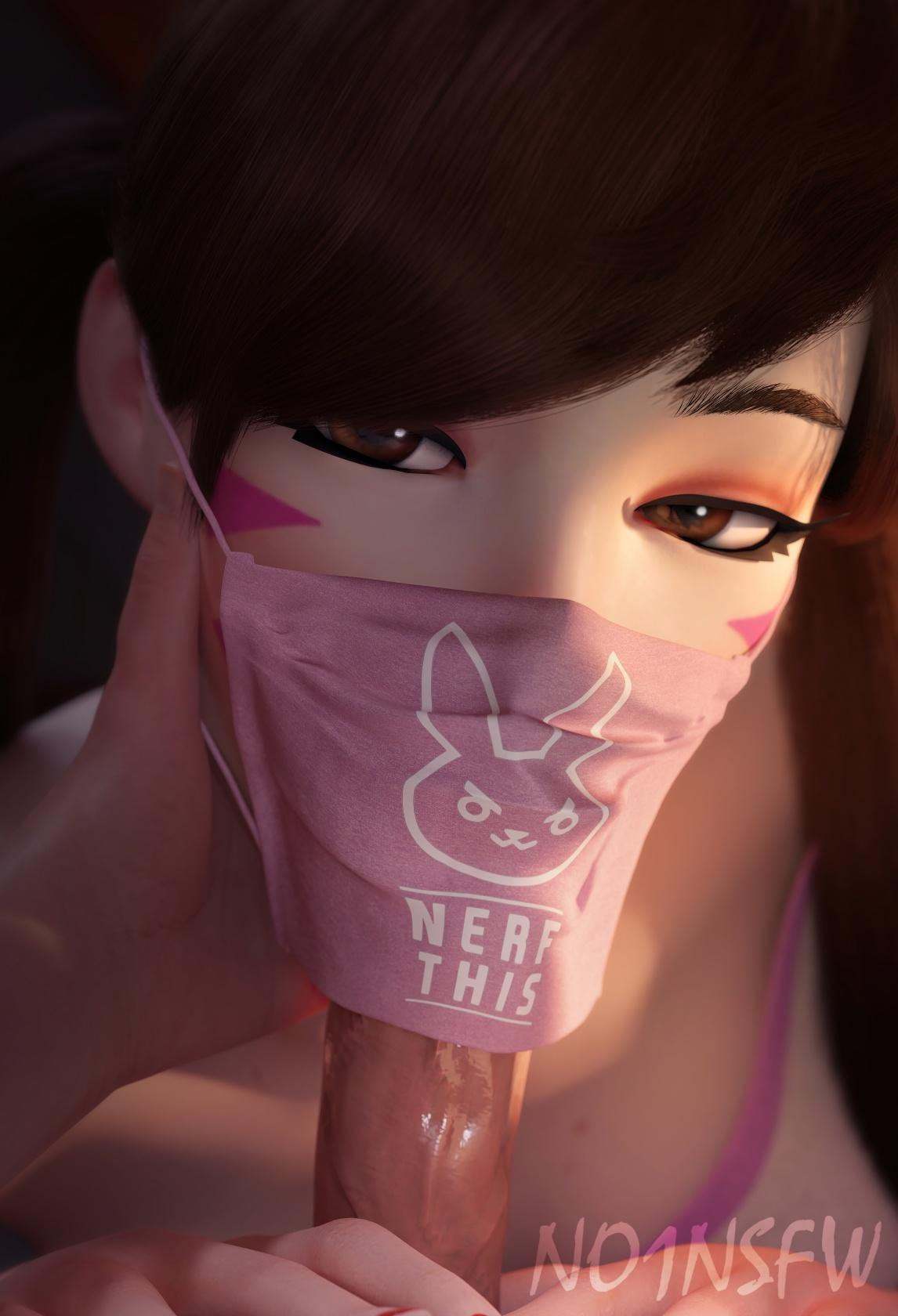 D.VA in a mask - NSFW, Erotic, Art, Overwatch, Dva, Hand-drawn erotica