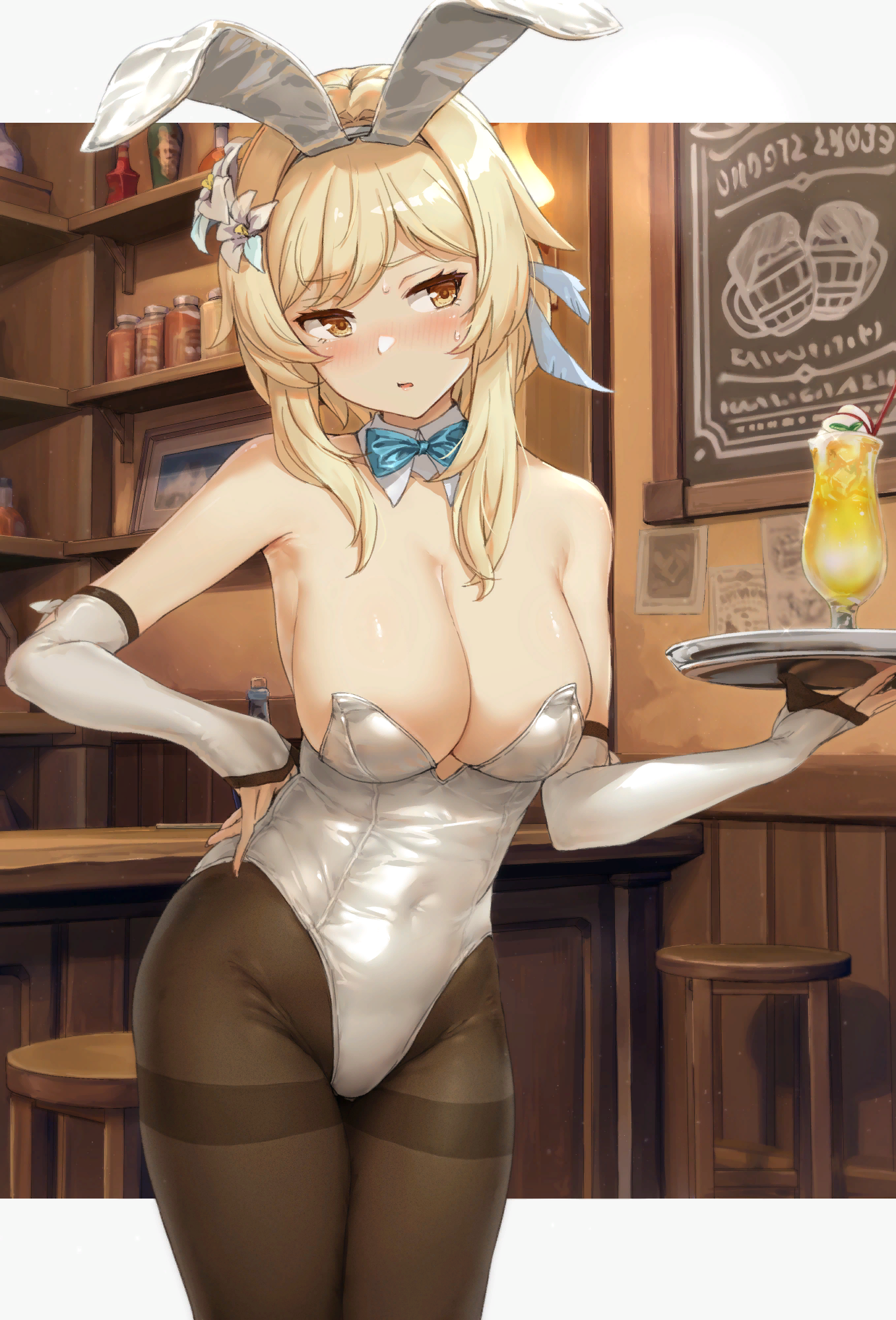 Bunny Lumin - NSFW, Genshin impact, Lumine, Anime art, Bunnysuit, Art, Games