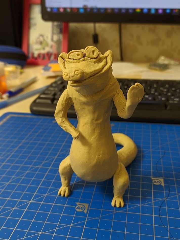 Sculpture Crocodile plump and smiling - My, Hobby, Лепка, Creation, Sculptural plasticine, Handmade, Characters (edit), Character Creation, Longpost, Needlework with process, , Crocodiles