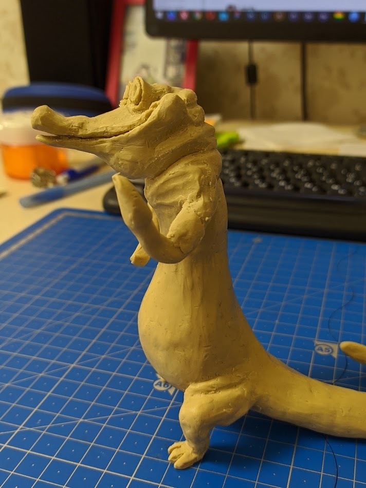 Sculpture Crocodile plump and smiling - My, Hobby, Лепка, Creation, Sculptural plasticine, Handmade, Characters (edit), Character Creation, Longpost, Needlework with process, , Crocodiles