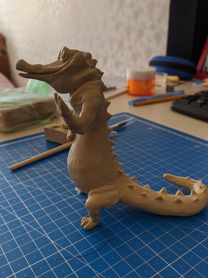 Sculpture Crocodile plump and smiling - My, Hobby, Лепка, Creation, Sculptural plasticine, Handmade, Characters (edit), Character Creation, Longpost, Needlework with process, , Crocodiles