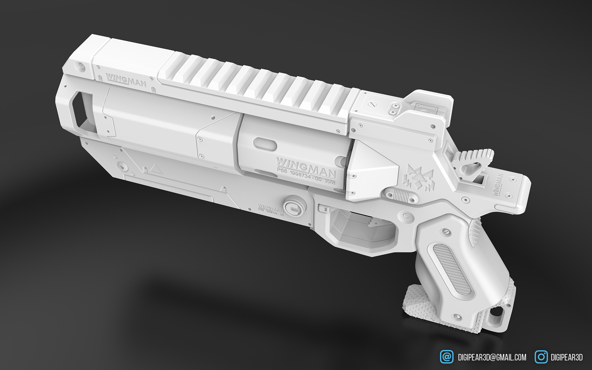 Revolver Wingman from the game Apex Legends - My, Apex legends, Weapon, Firearms, Revolver, Pistols, 3D modeling, 3D printer, 3D печать, , 3D, Render, Longpost, 