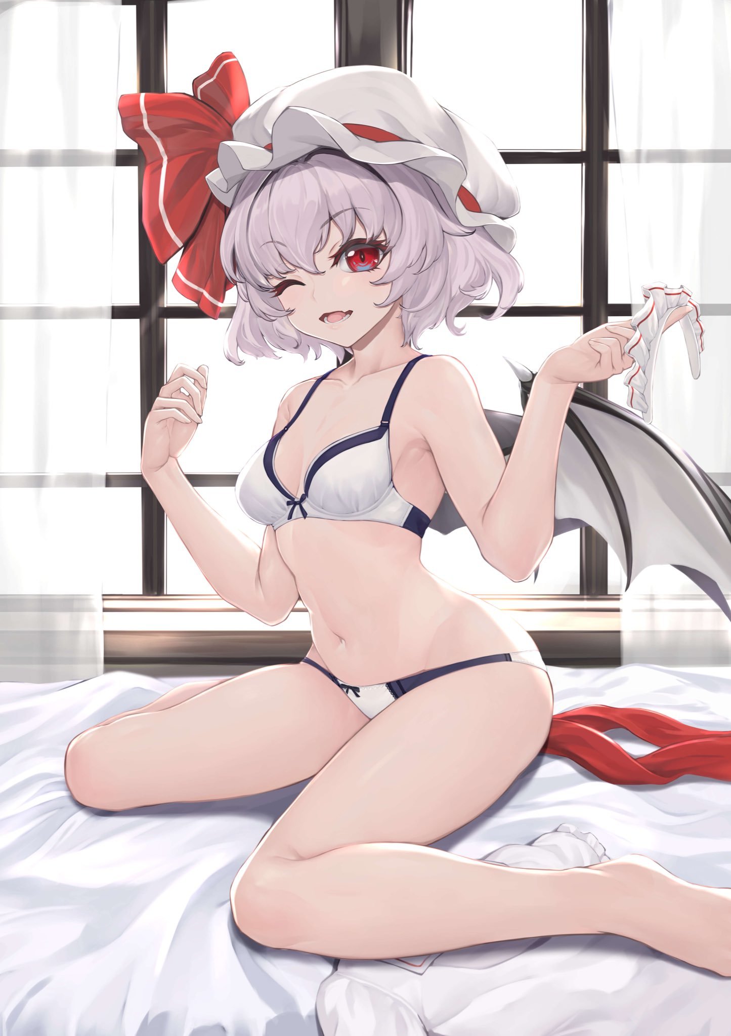 Remilia scarlet - NSFW, Touhou, Remilia scarlet, Anime art, Anime, Sudako, Underwear, Breast, Pantsu, , Hand-drawn erotica, Erotic