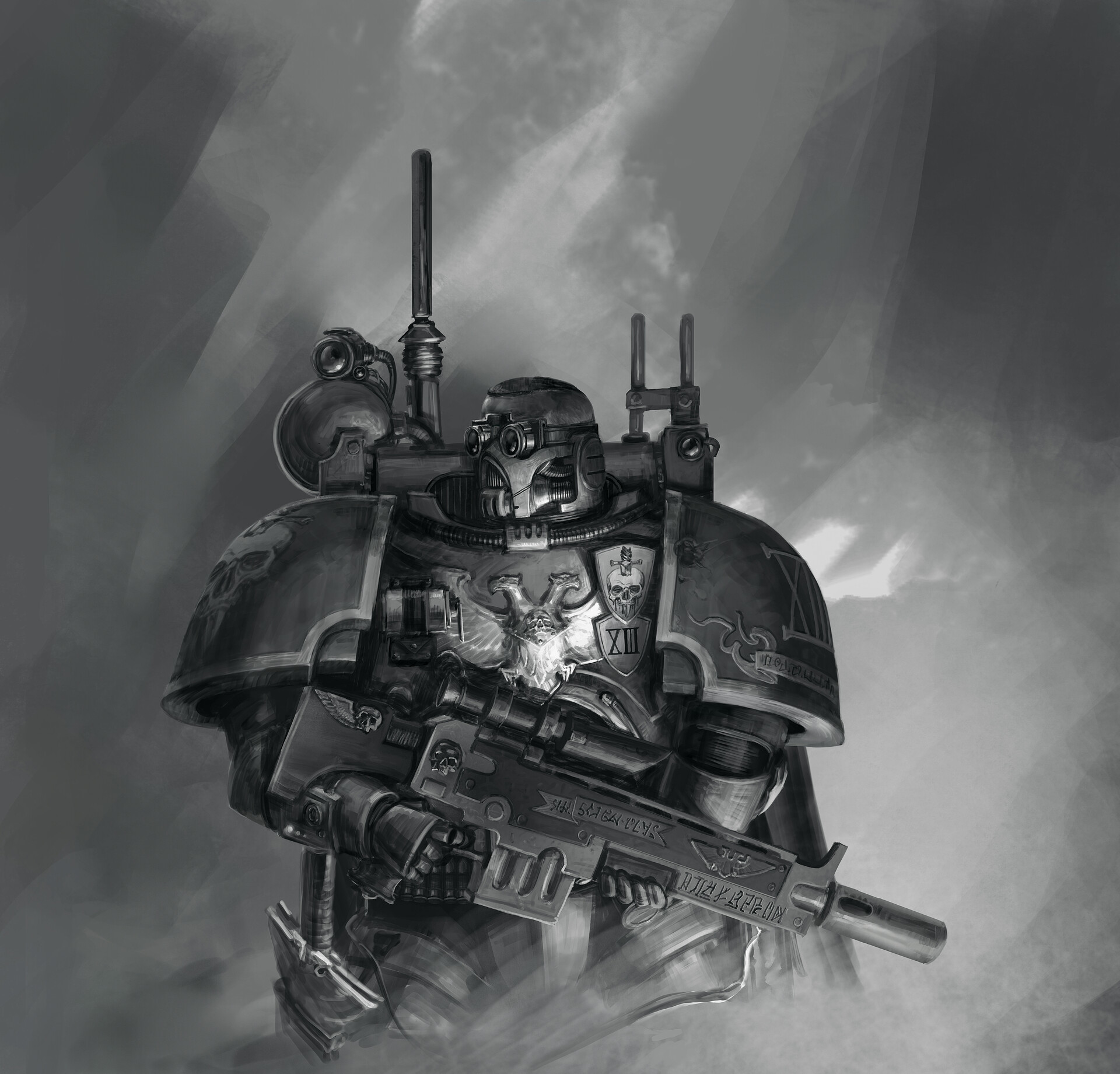 Wh40k art by Ruslan Korovkin - Chaos space marines, Wh Art, Warhammer 40k, Adeptus Astartes, Chaos, Chaos daemons, Longpost, Dark Mechanicus, , Lorgar, Roboute guilliman, Ruslan Korovkin