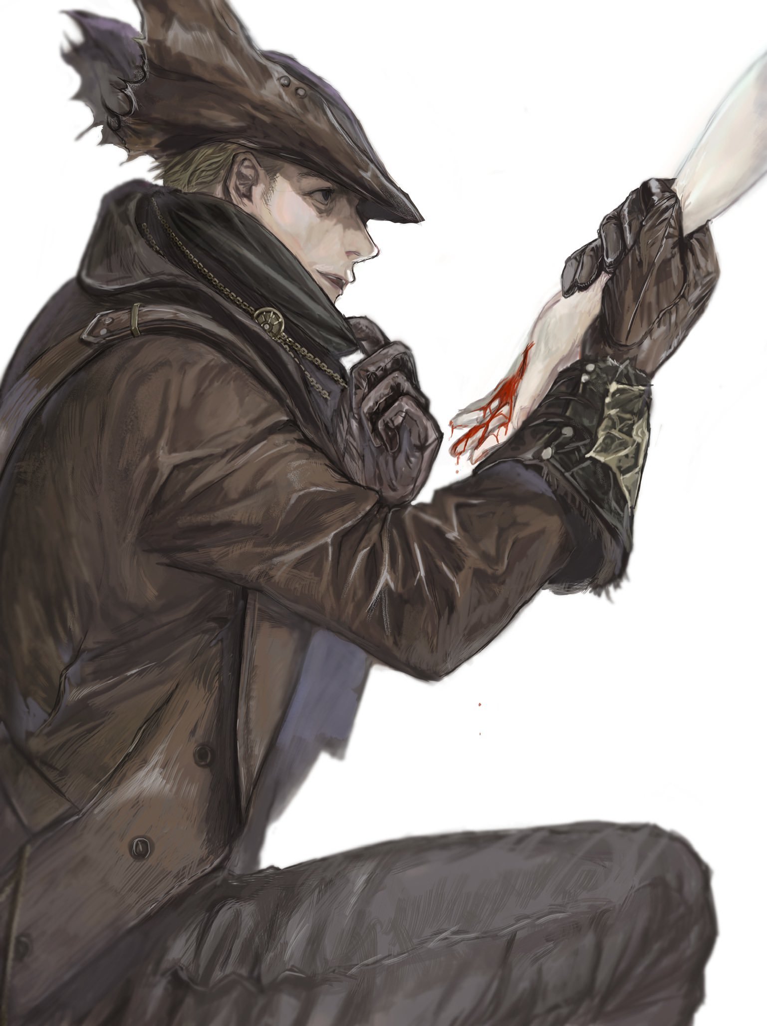 Bloodborne Art by Guri Otoko - Bloodborne, Hunter, Plain Doll, Art, Game art, Games, Longpost, Guri Otoko