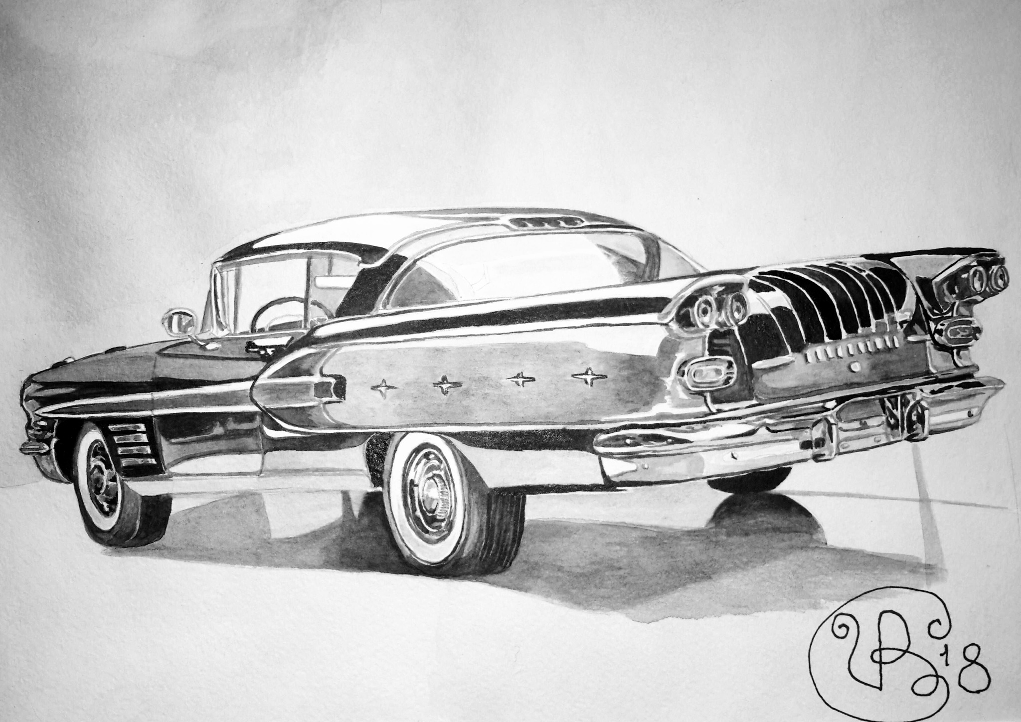 American auto industry 2 - My, Hobby, Drawing, American auto industry, Watercolor, Creation, Art