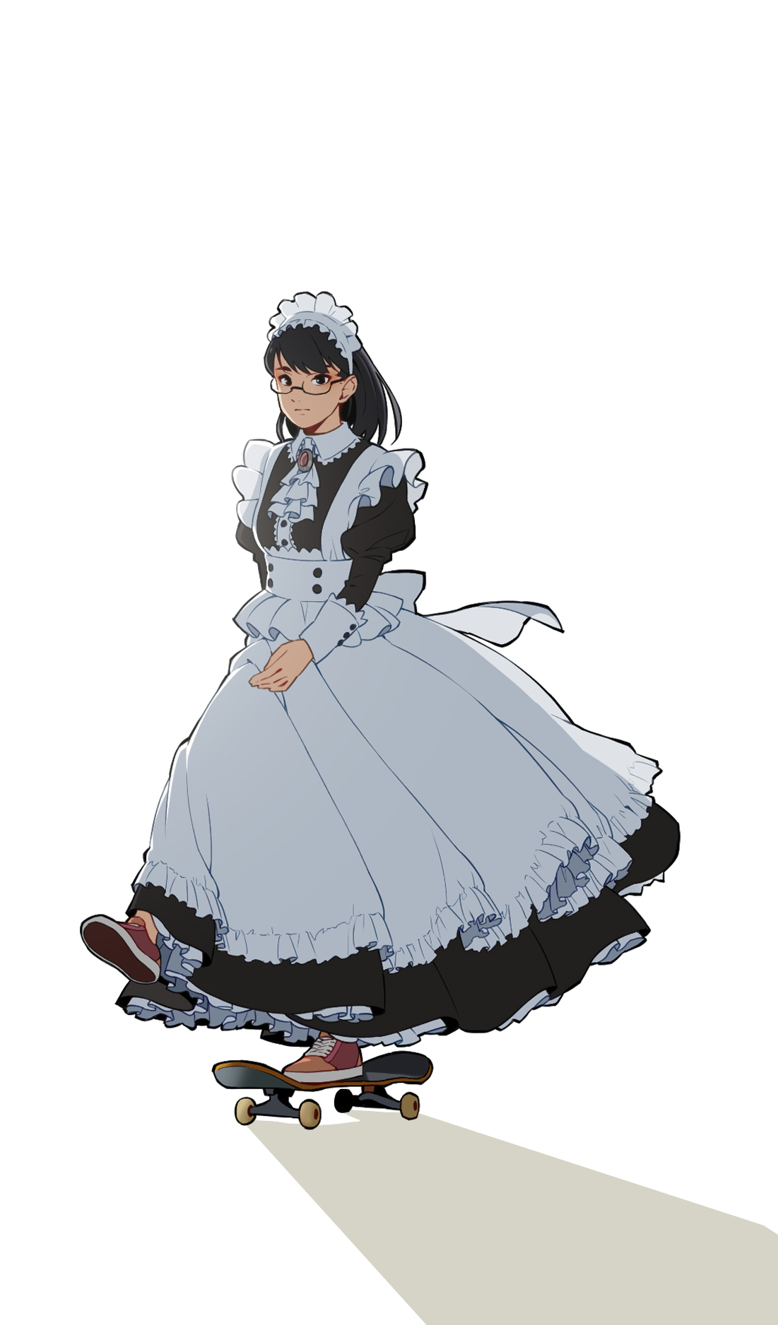 Maids by suzushiro (suzushiro333) - Housemaid, Art, Anime art, Skate, Minimalism, Longpost, beauty, Trick, The dress