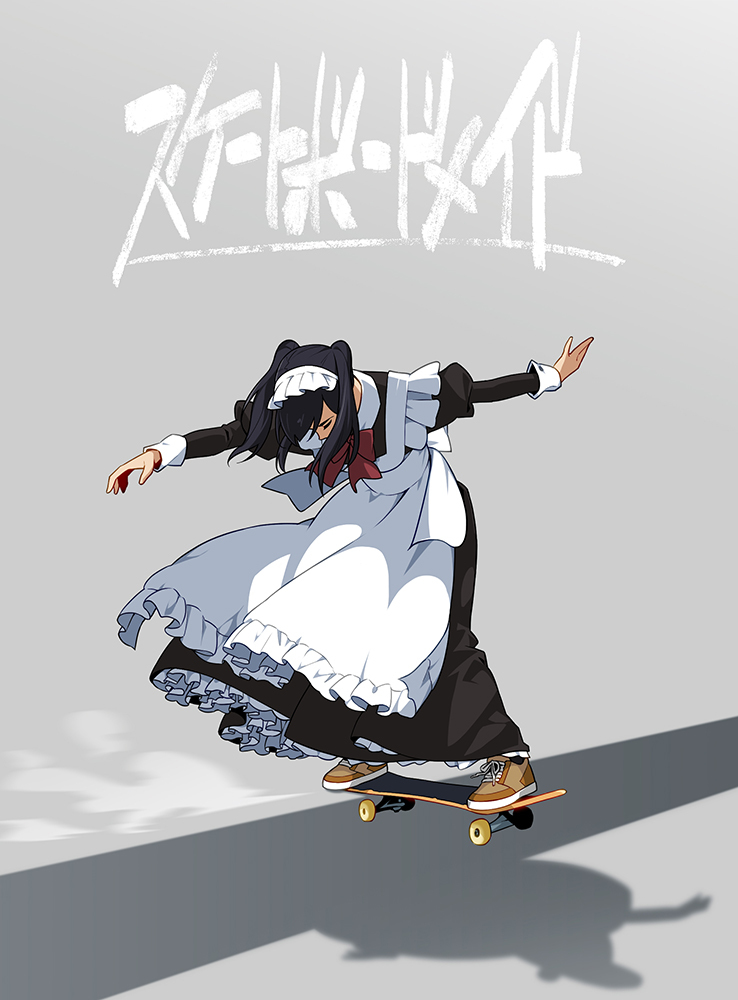 Maids by suzushiro (suzushiro333) - Housemaid, Art, Anime art, Skate, Minimalism, Longpost, beauty, Trick, The dress