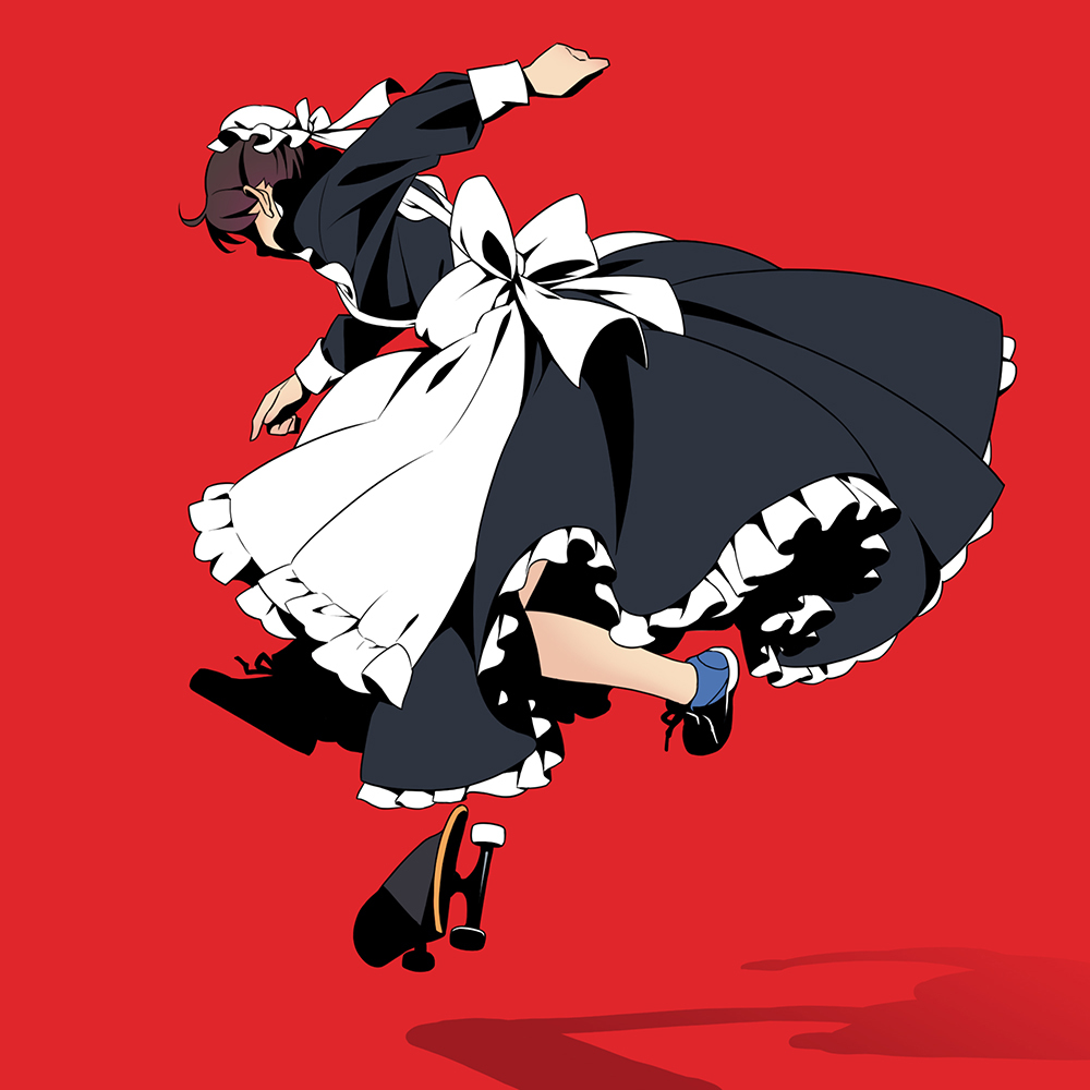 Maids by suzushiro (suzushiro333) - Housemaid, Art, Anime art, Skate, Minimalism, Longpost, beauty, Trick, The dress