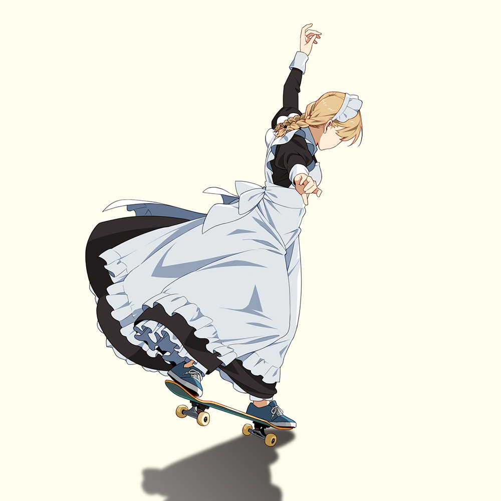 Maids by suzushiro (suzushiro333) - Housemaid, Art, Anime art, Skate, Minimalism, Longpost, beauty, Trick, The dress