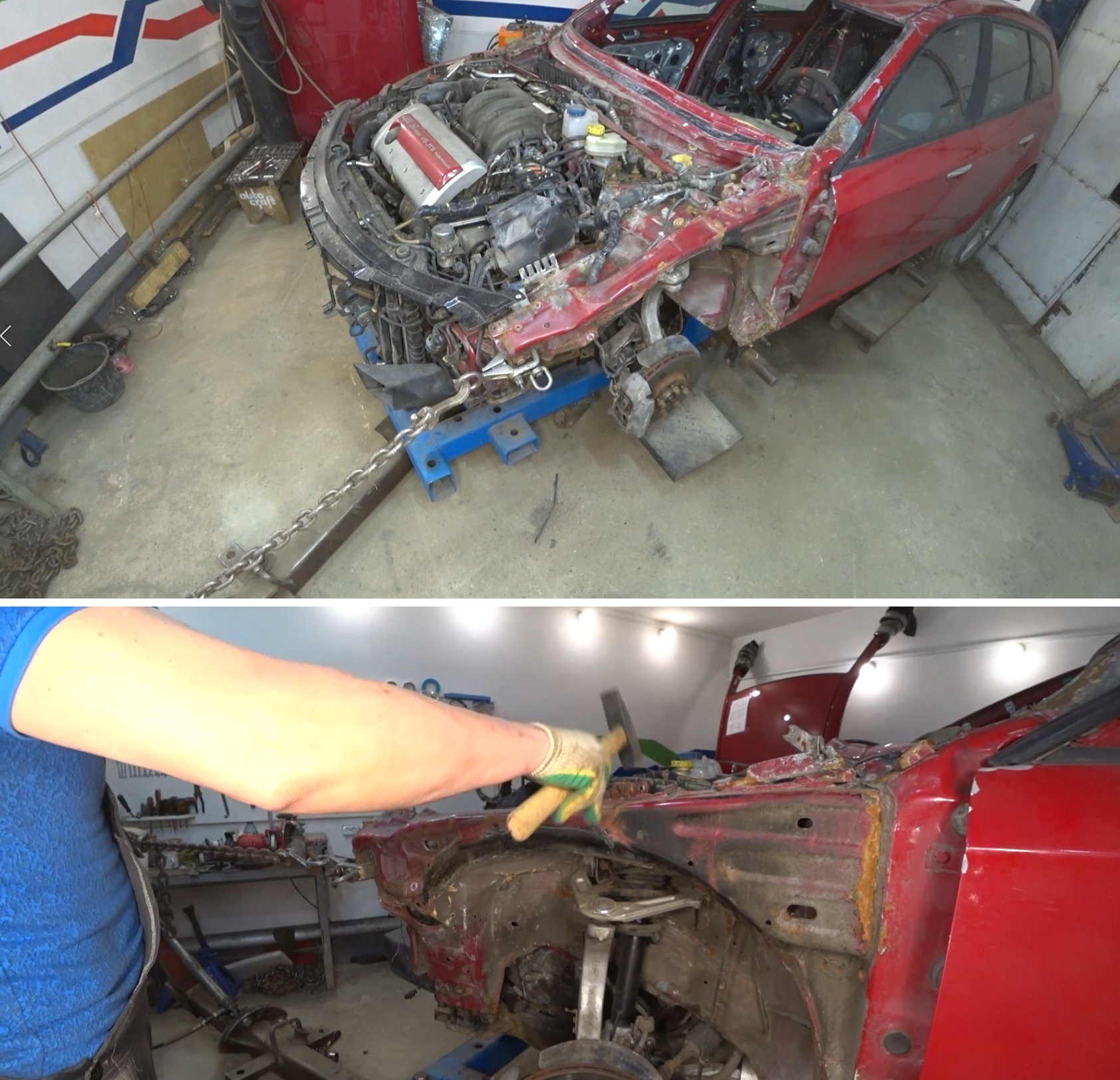 Restoring Alfa Romeo after a truck accident - My, Crash, Auto, Tuning, Auto repair, Road accident, Video, Longpost