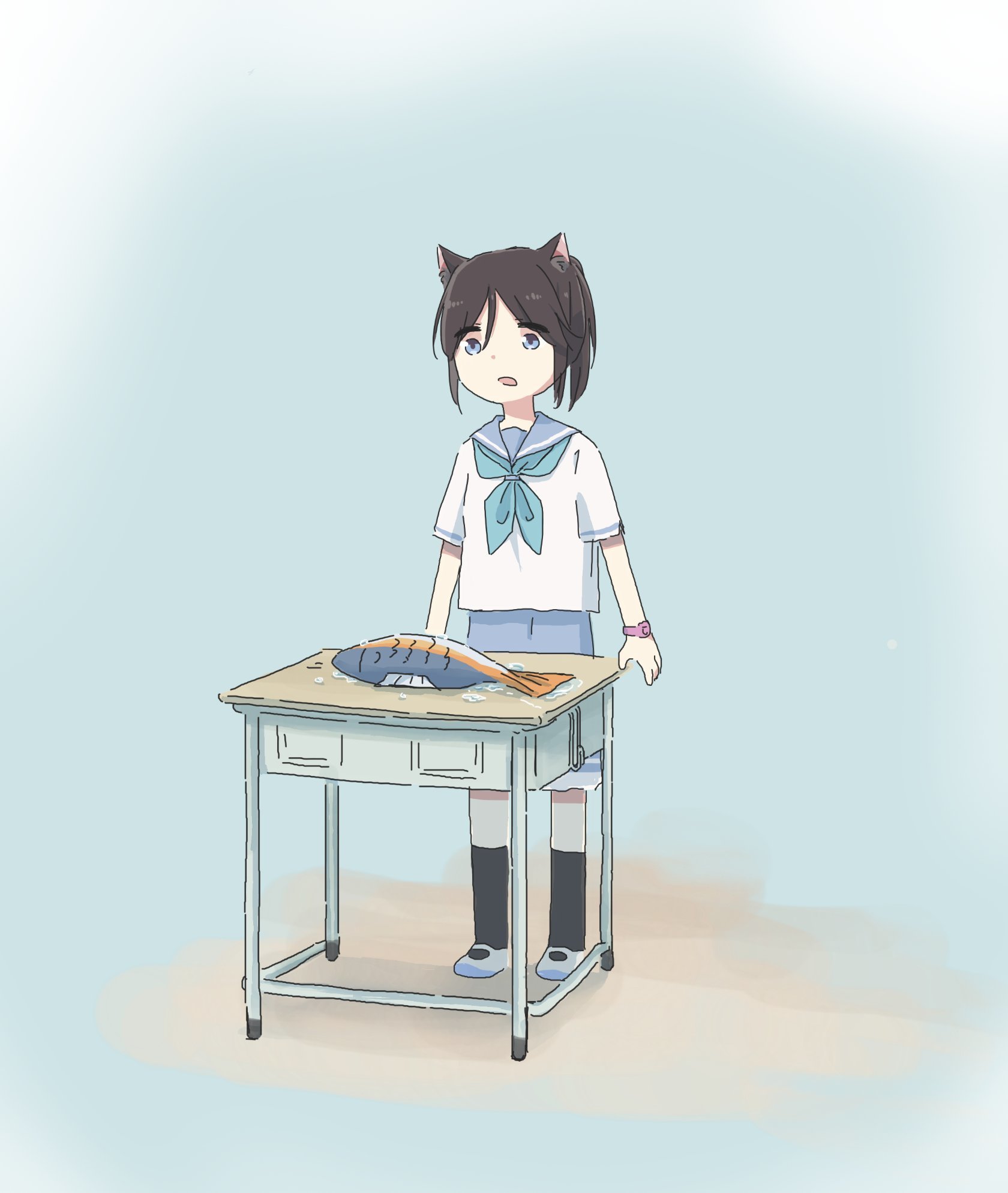 Present - Anime, Anime art, Lyytoaoitori, Nozomi Kasaki, Mizore Yoroizuka, Neko, Animal ears, Comics, , Hibike! Euphonium, Liz and the Blue Bird, Longpost