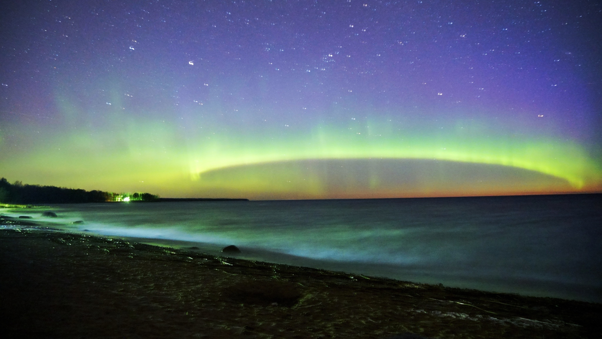 Northern lights near Petersburg - My, The photo, Polar Lights, Ladoga, Night shooting, Saint Petersburg, Leningrad region, Travels, Nature, , Camera, Longpost