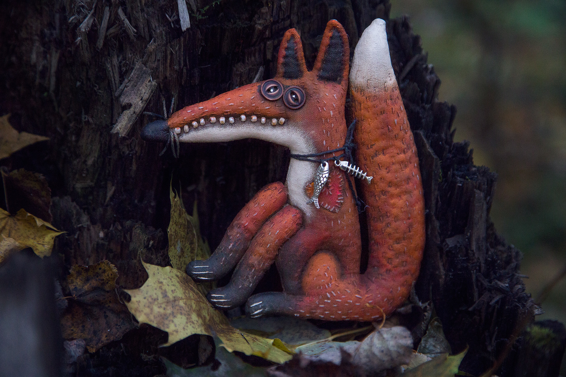 Autumn foxes) - My, Fox, Primitive toy, With your own hands, Handmade, Crafts, Needlework without process, Author's toy