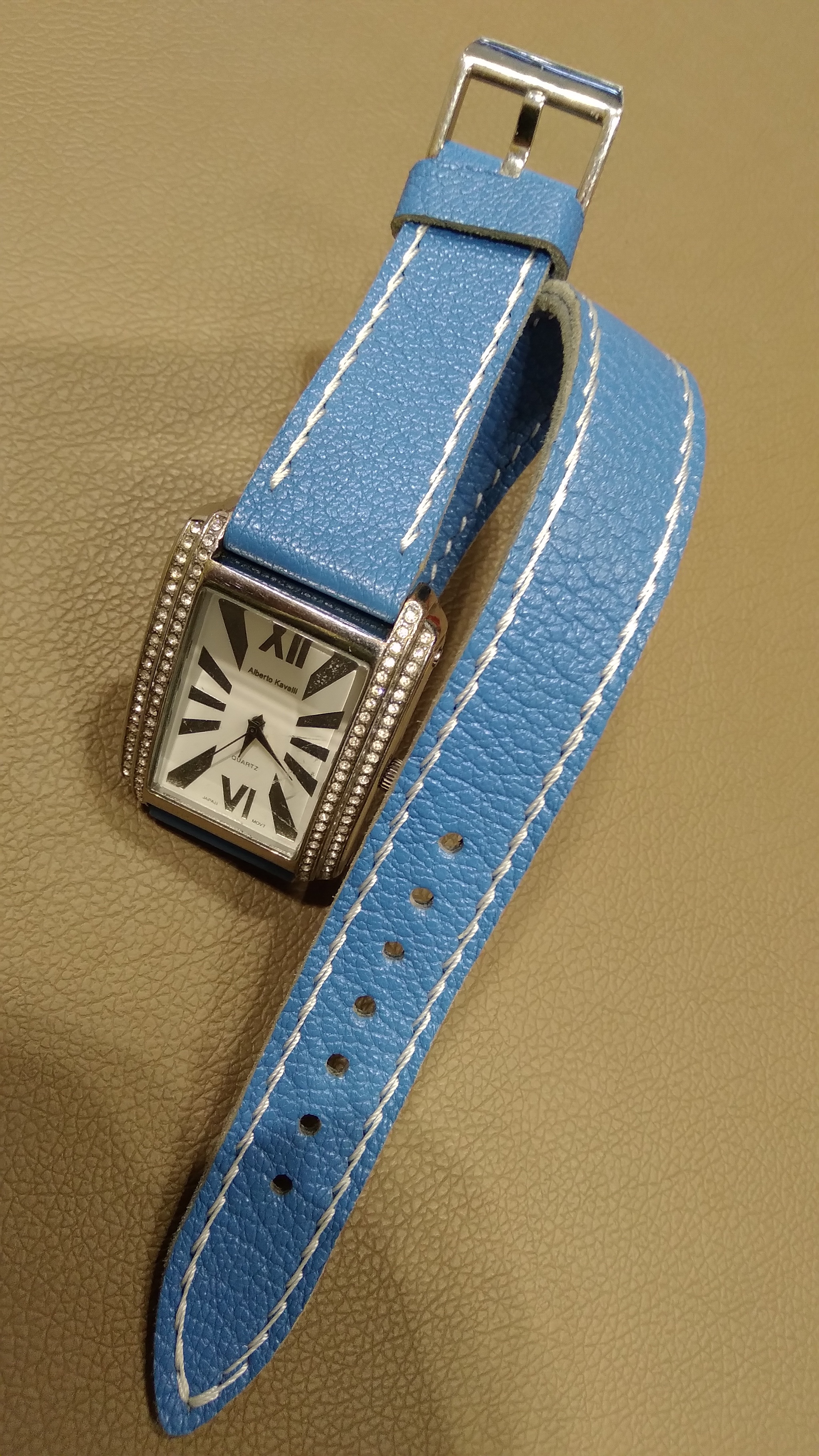 Watch strap Alberto Kavalli in two turns - Natural leather, Leather, Handmade, Leather products, Needlework with process, Clock, Wrist Watch, Strap, , Accessories, Womens, Women's Forum, Longpost