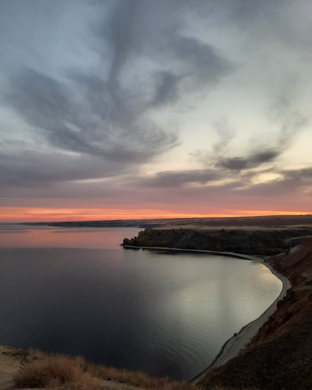 Sunset on the Volga - My, Sunset, Nature, The bay, River, Longpost