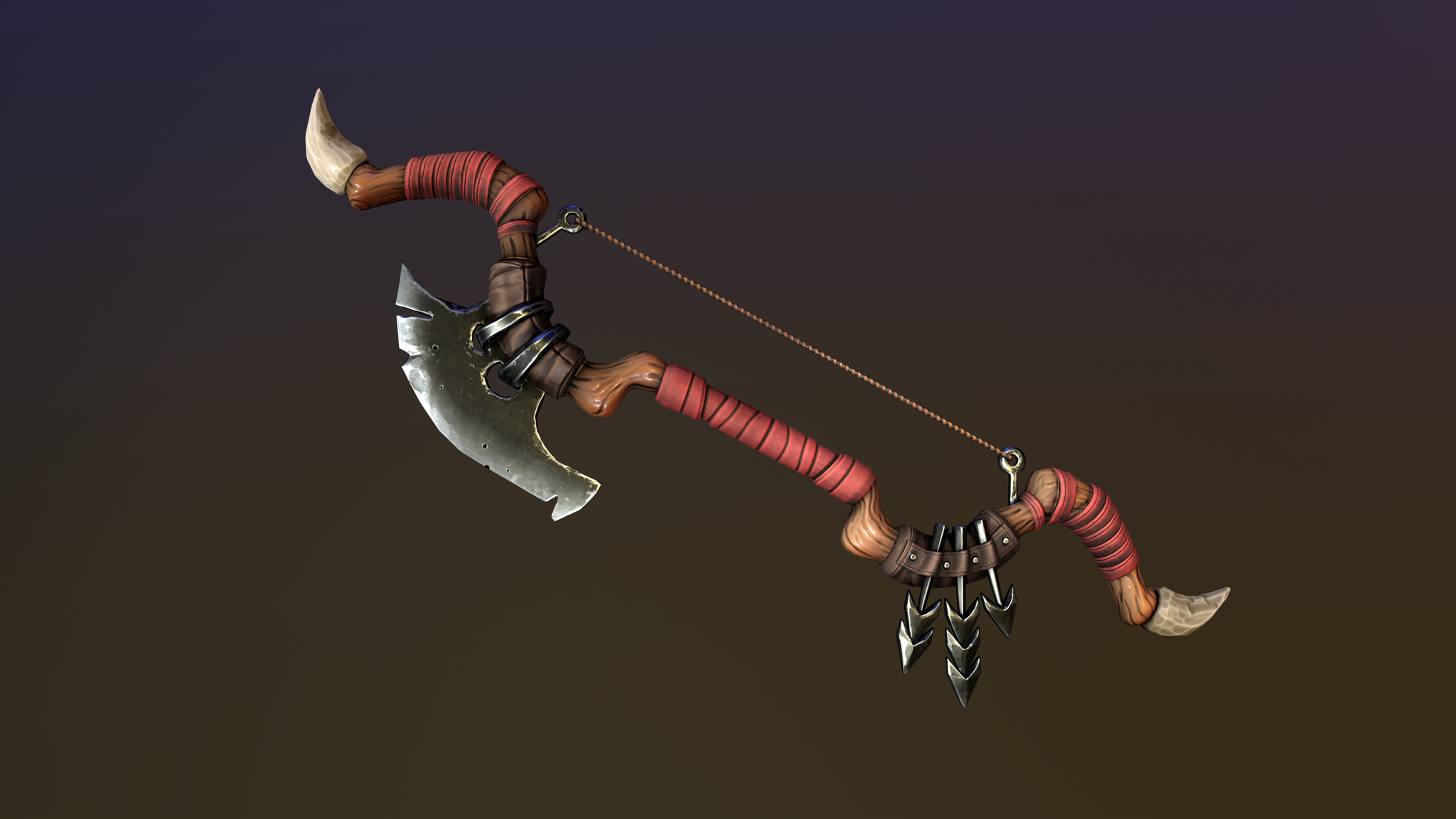 Stylized bow - Моё, 3D, 3D моделирование, 3DS max, Zbrush, Substance painter