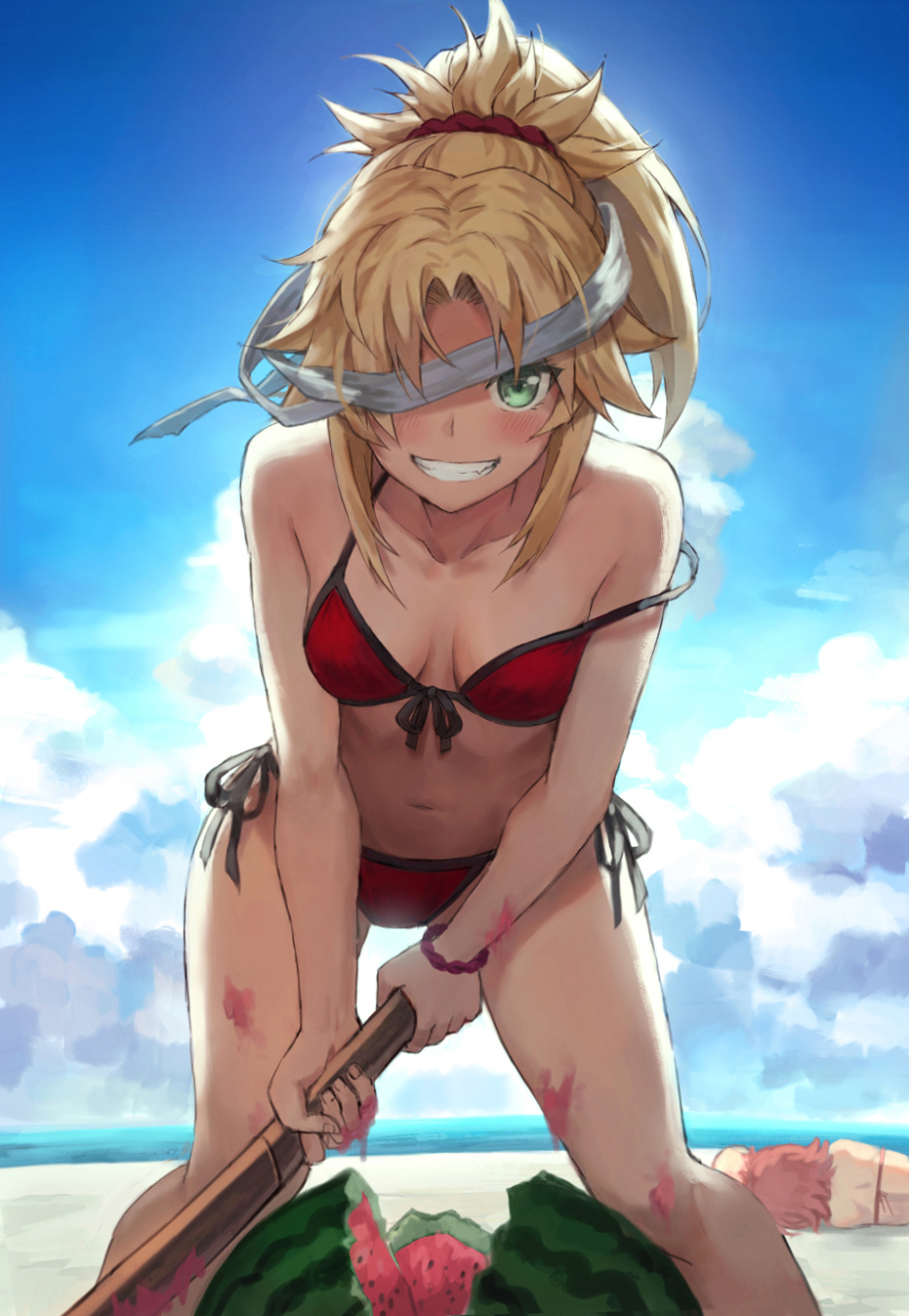 On the beach - NSFW, Tonee, Fate, Fate grand order, Mordred, Anime, Anime art, Longpost