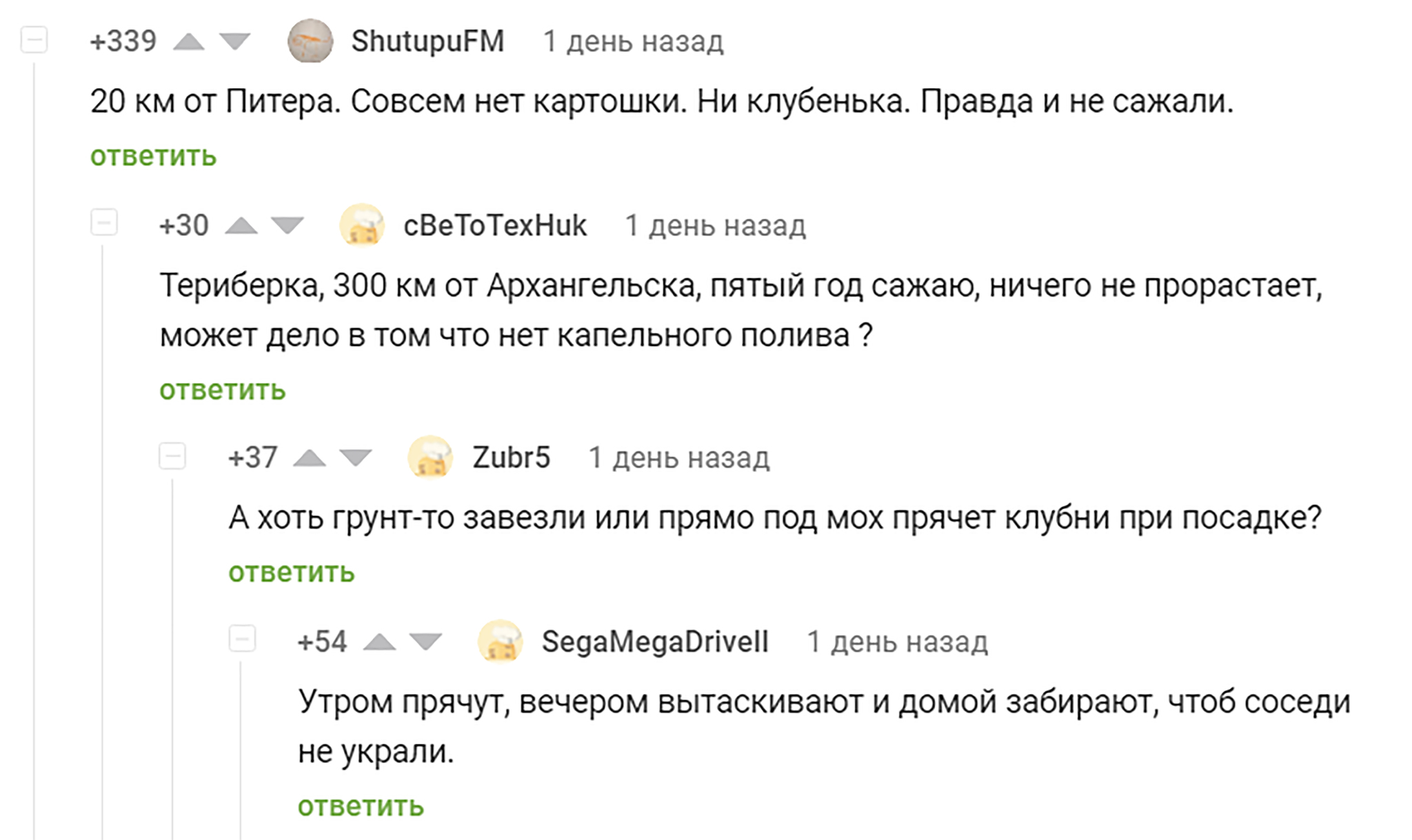 Как правильно сажать картошку - Комментарии на Пикабу, Скриншот, Картинка с текстом, Картофель