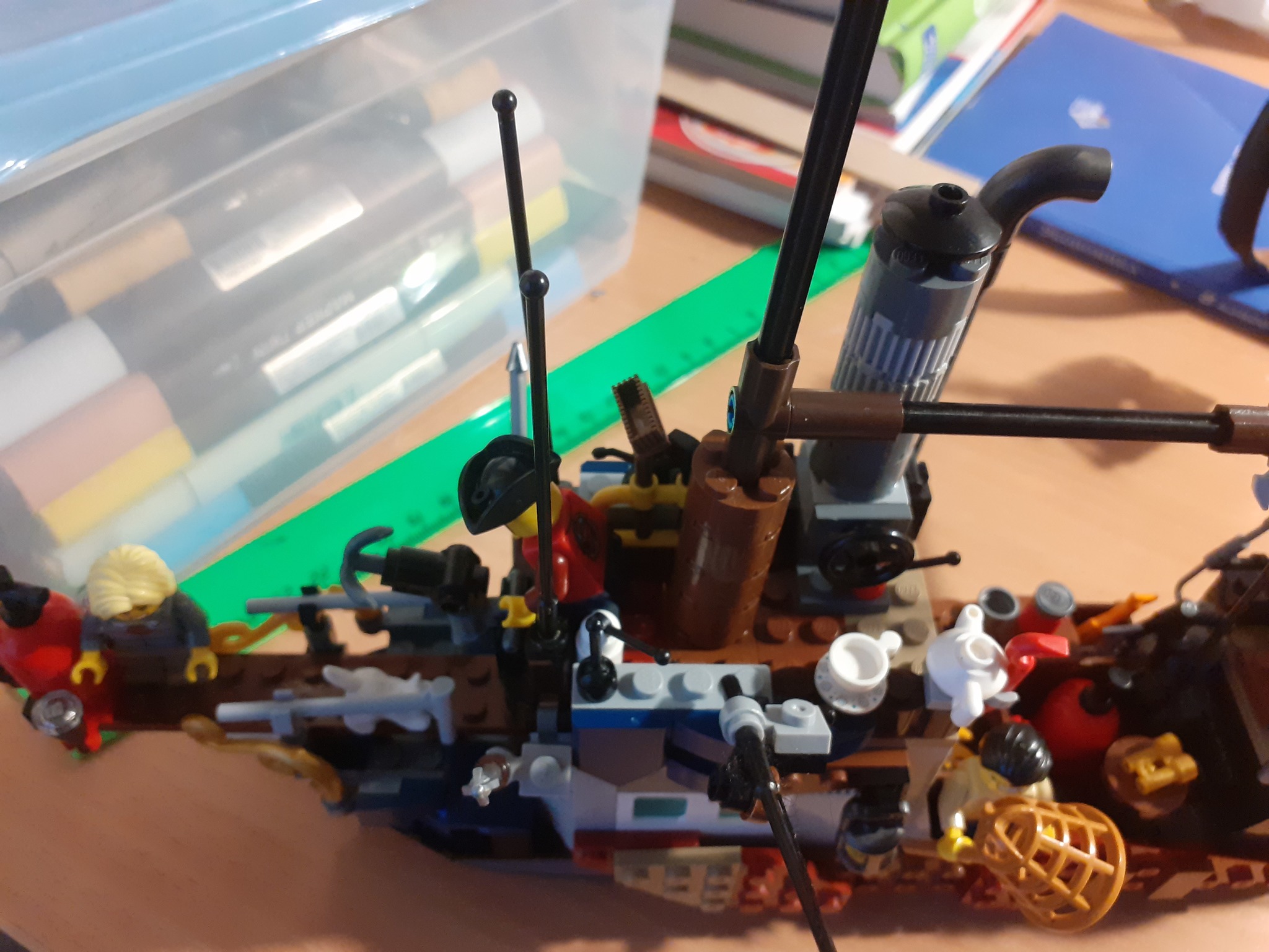 Mos fishing boat - My, Lego, Homemade, Constructor, A boat, Fishing, Fishing vessel, Pirates, cat, , Shark, Longpost