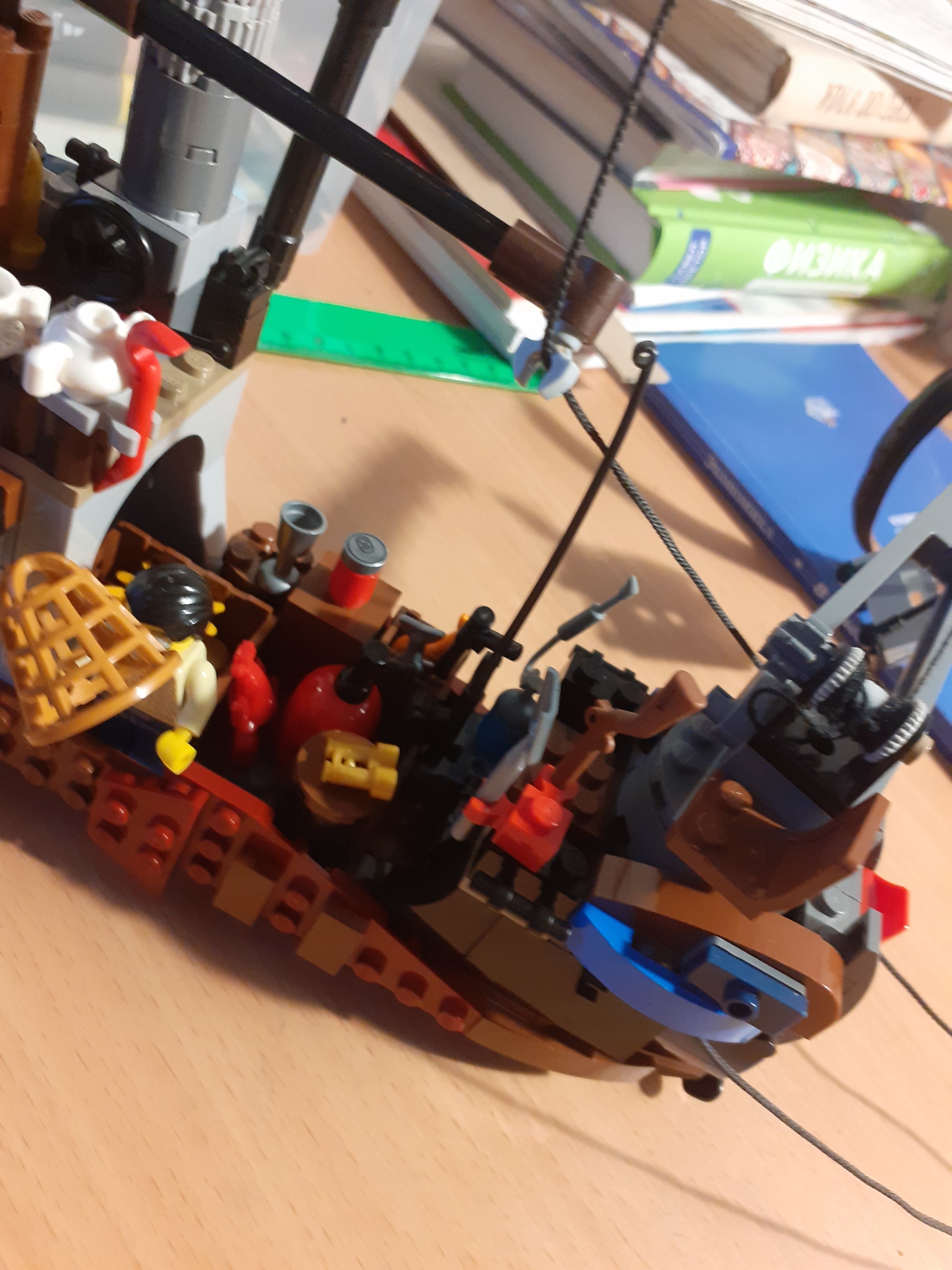 Mos fishing boat - My, Lego, Homemade, Constructor, A boat, Fishing, Fishing vessel, Pirates, cat, , Shark, Longpost