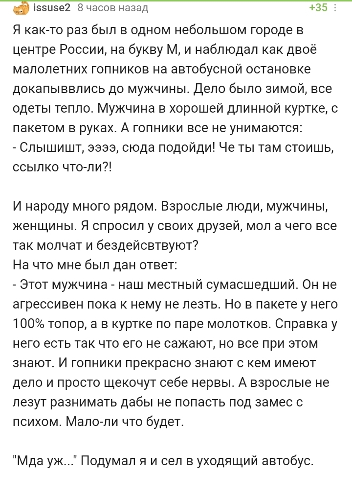 Сумасшедший и гопники - Скриншот, Комментарии на Пикабу, Гопники, Конфликт, Глупость