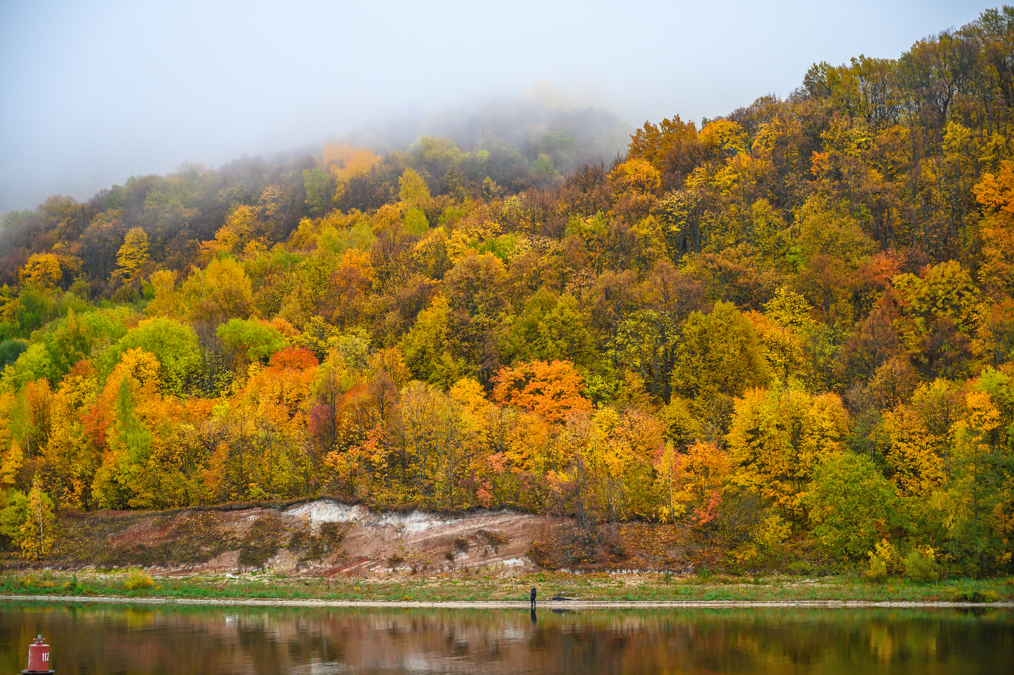 Morning fishing in autumn interior - My, Fishing, Autumn, Morning, Fog, Volga river, Longpost