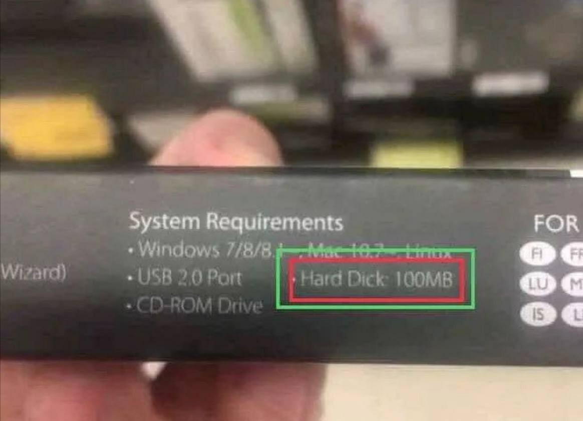 The program is good, and the system requirements are interesting - System requirements, Typo, HDD, Penis, Humor