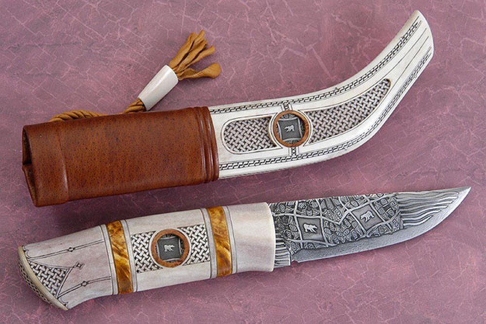 Sami style knives by Par-Olof Eklund - Knife, Master, Damascus, Bone carving, Longpost