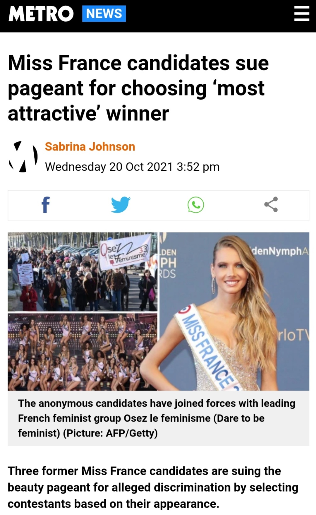 Miss France Candidates Sued Contest Over Choice of 'Most Attractive' Winner - Miss, France, Court, Screenshot