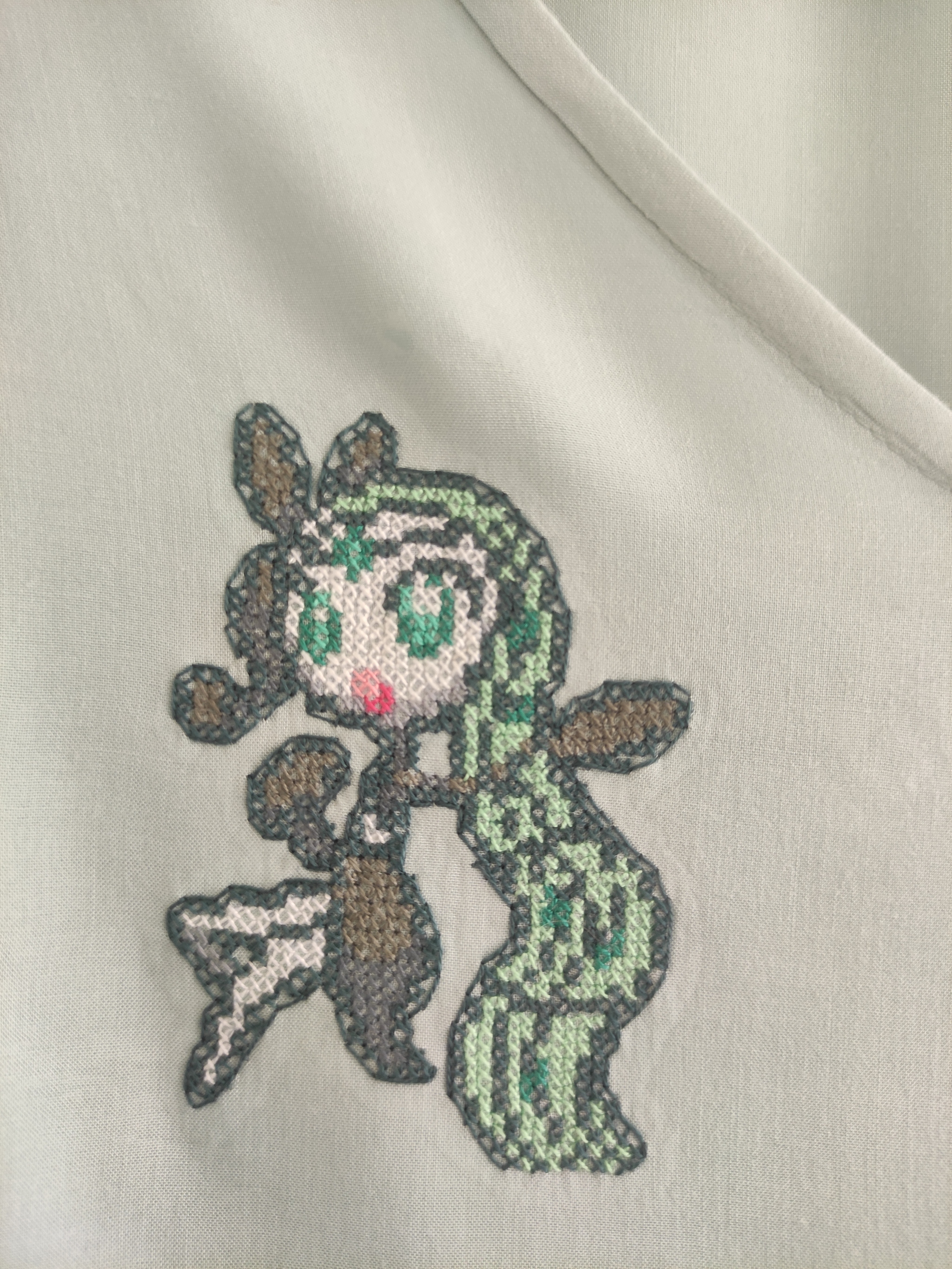 Crosses on a blouse - My, Pokemon, Cross-stitch, Needlework with process, Needlework, Longpost