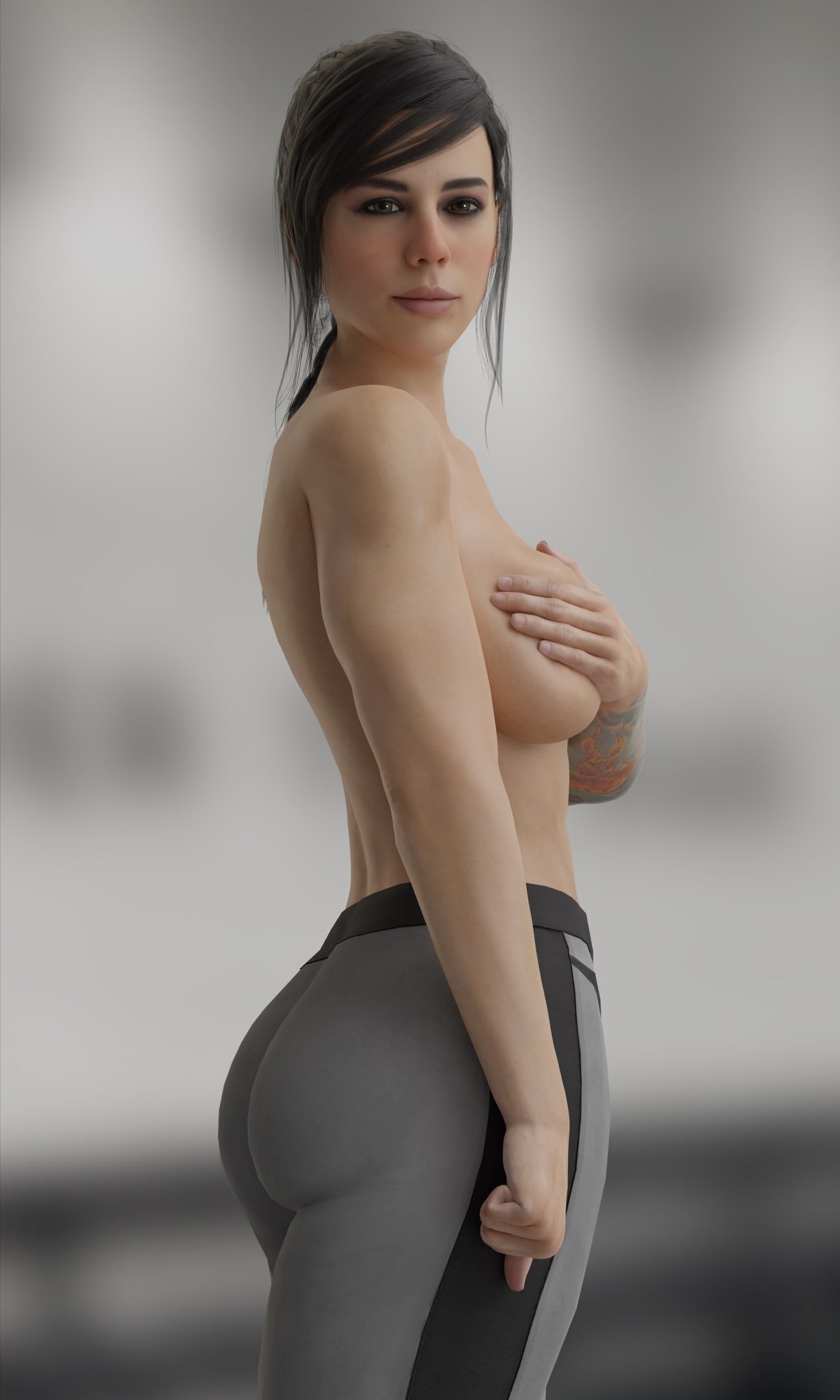 Mara - NSFW, Арт, 3D, Call of Duty, Девушки, Эротика, Рисованная эротика, Game Art, Сиськи, , Попа, Топлесс, Девушка с тату, Длиннопост