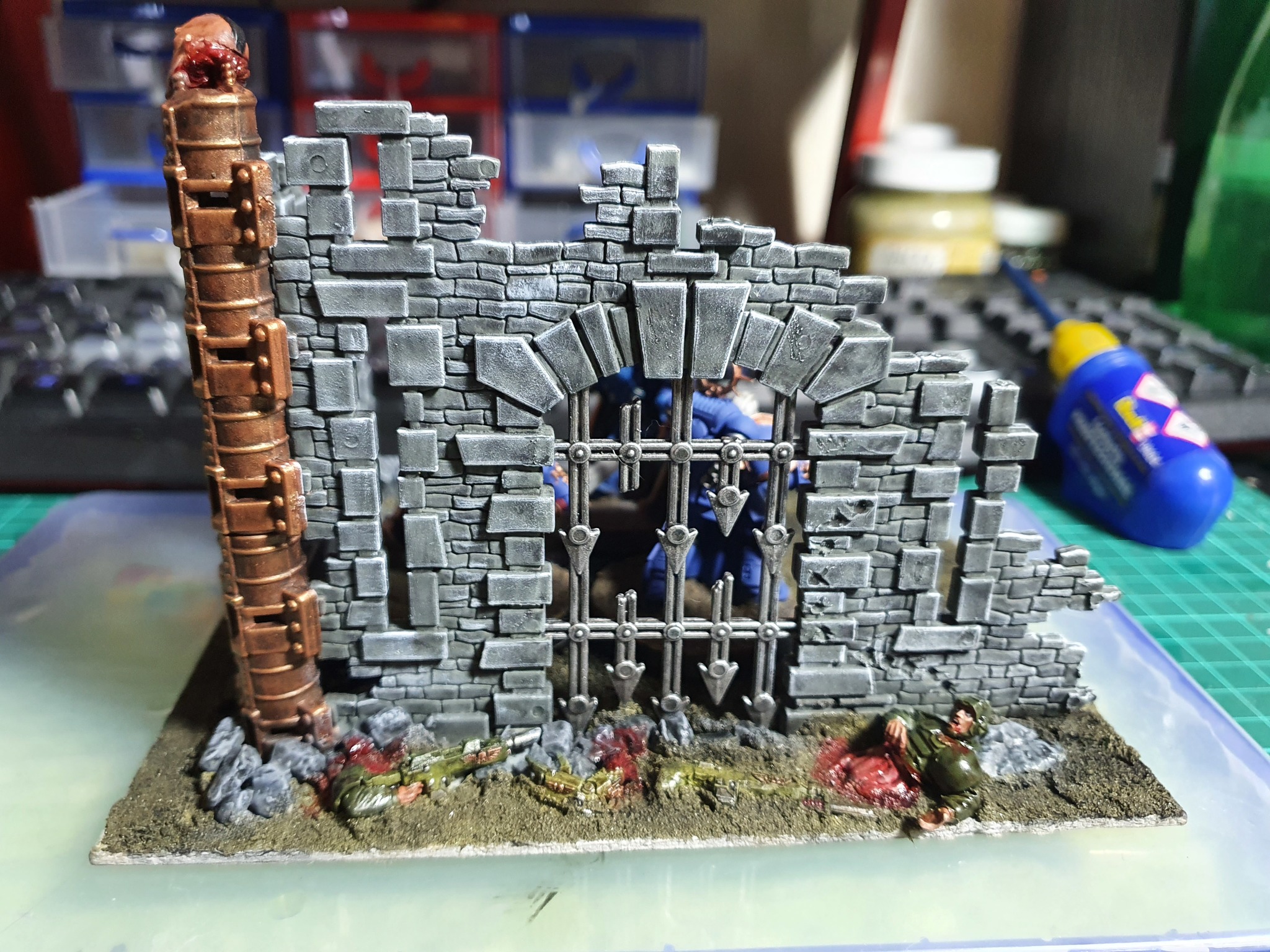 Terrain from the technologist has the right to life! - My, Painting miniatures, Hobby, Warhammer 40k, Terrane, Primaris space marines, Imperium, Astra Militarum, Longpost