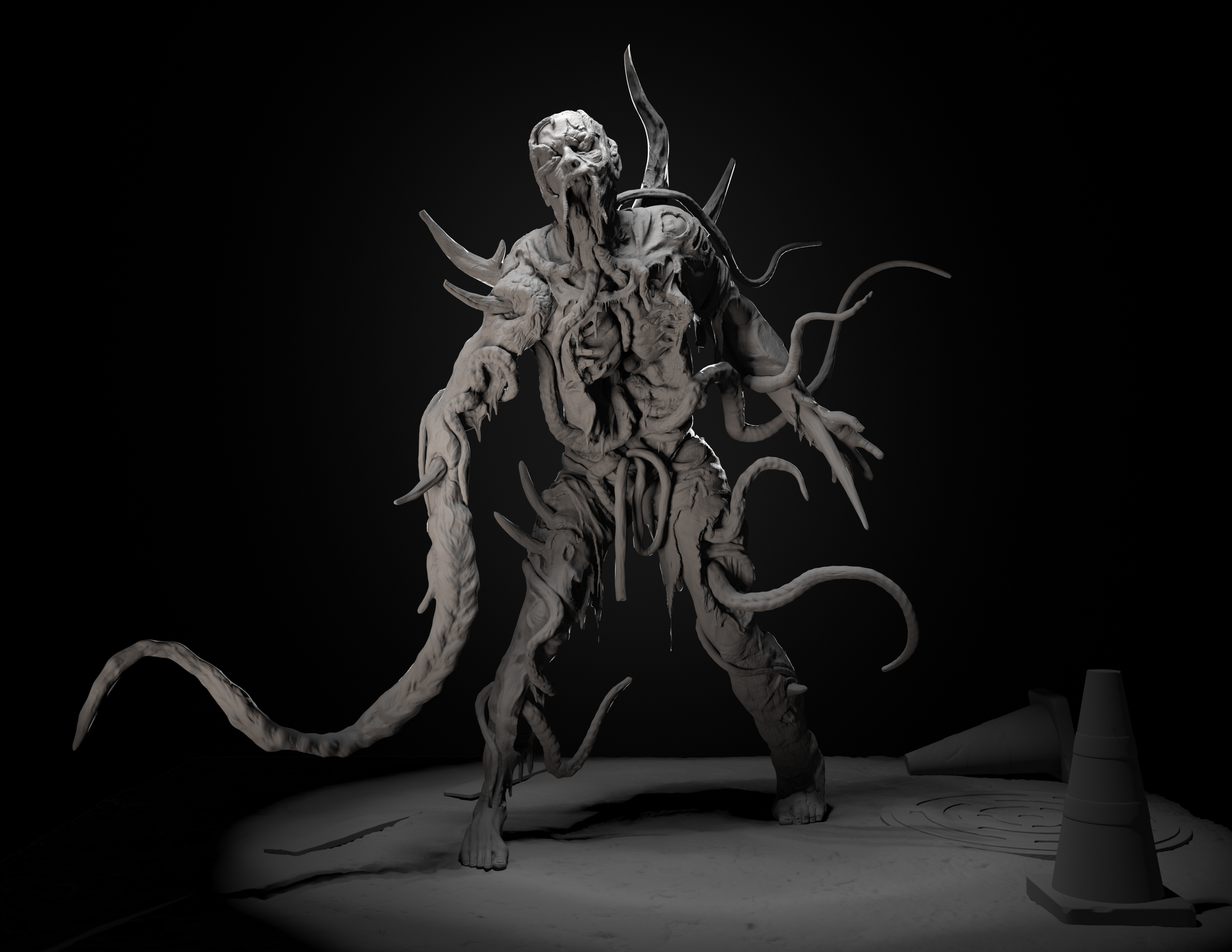 Absorbtion - My, 3D, 3D modeling, 3D graphics, Monster, Parasites, Mutant, Zbrush, Creatures, , Unknown Creature, Longpost