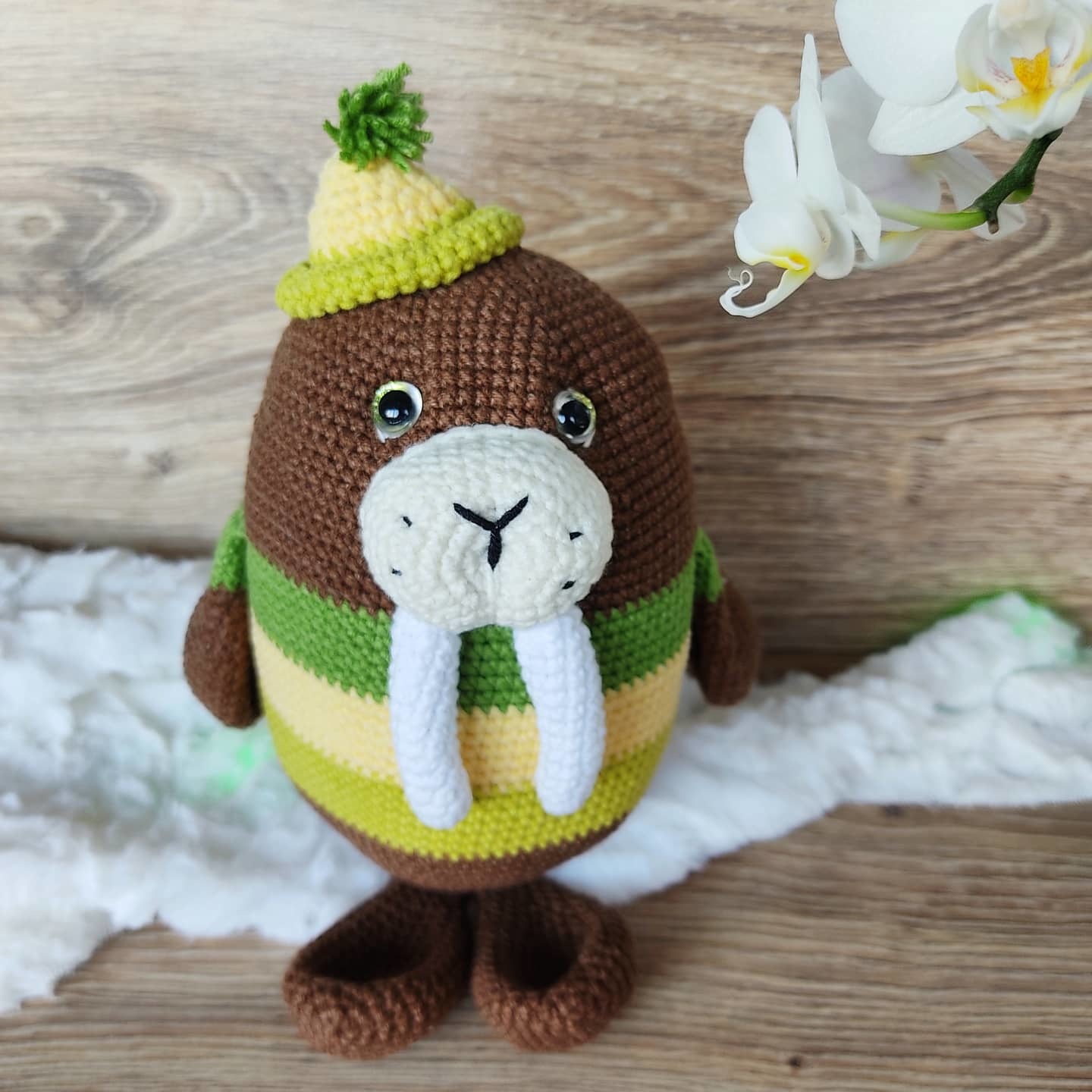 Morzhik Korzhik - My, Handmade, Knitted toys, Crochet, Walruses, Amigurumi, Longpost, Presents