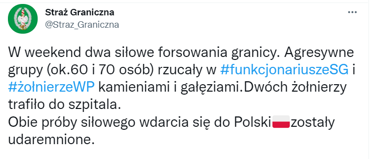 При попытке прорыва границы нелегалы ранили двух польских офицеров - Республика Беларусь, Политика, Полиция, Беженцы в ЕС, Иммиграция, Мигранты, Видео, Негатив