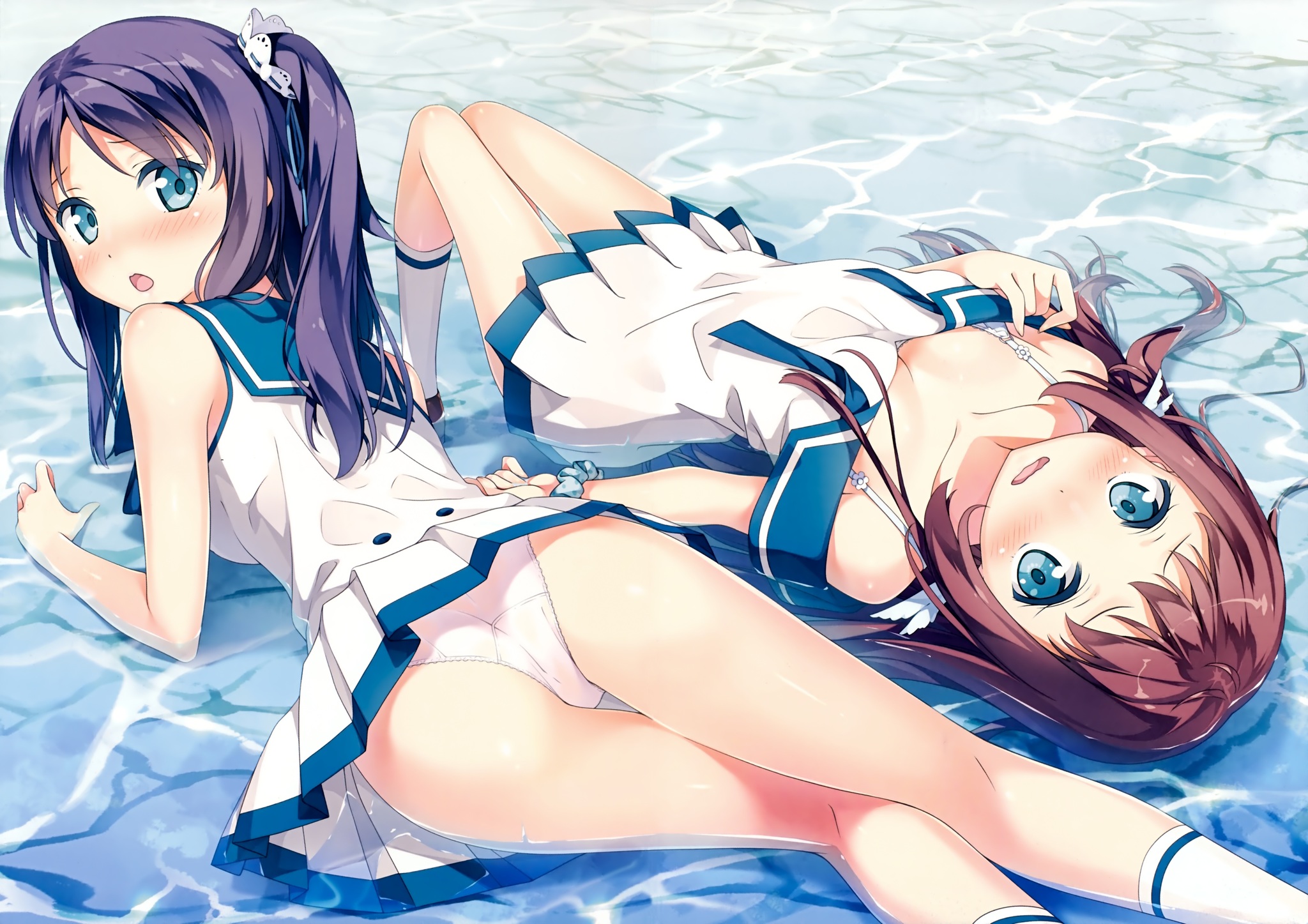 Little mermaids - NSFW, Anime, Anime art, Nagi no asukara, , , Pantsu, Girls