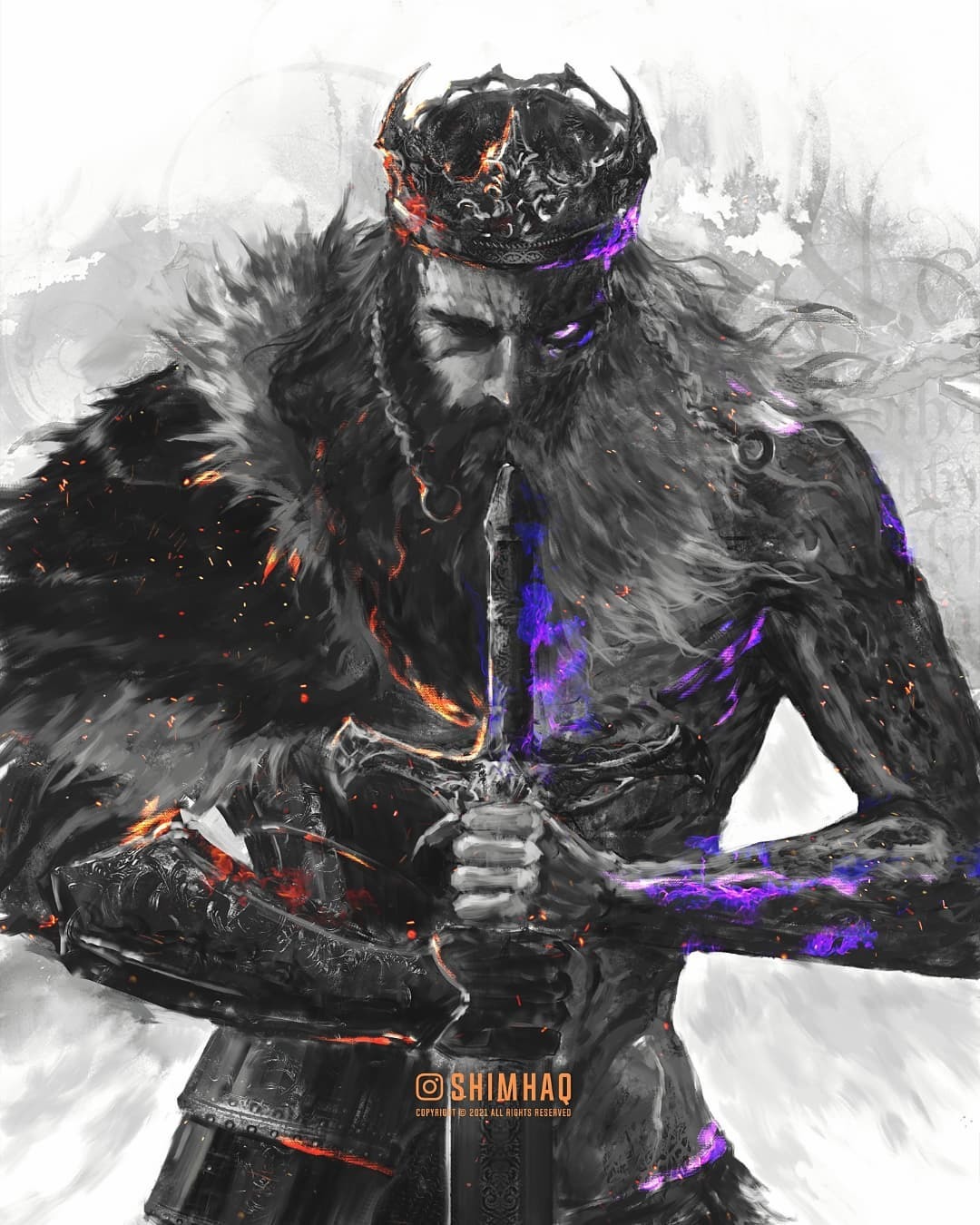 King Vendrick - Drawing, Dark souls, Dark souls 2, King, Shimhaq98, Art