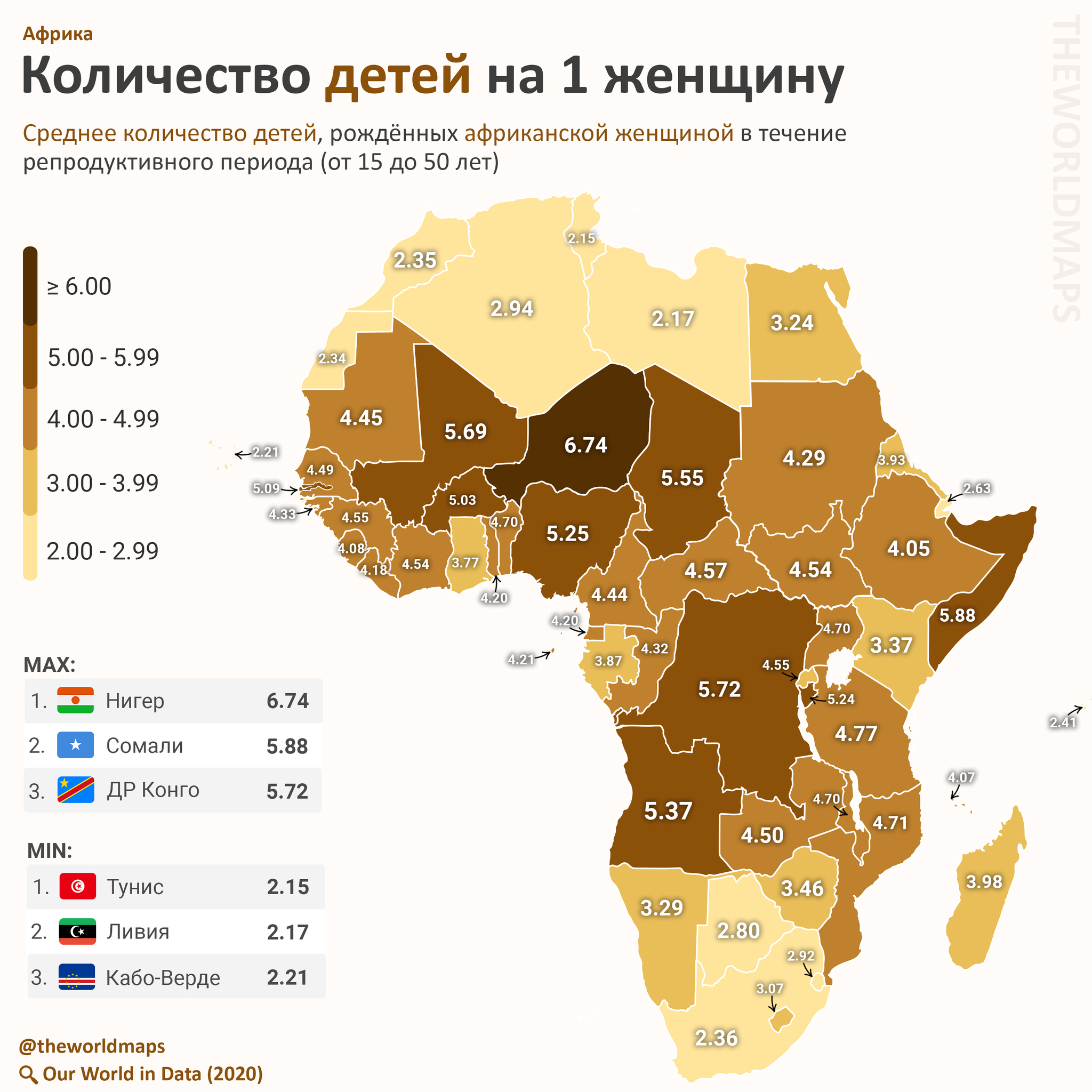 Среднее количество детей, рождённых африканской женщиной в течение  репродуктивного периода | Пикабу