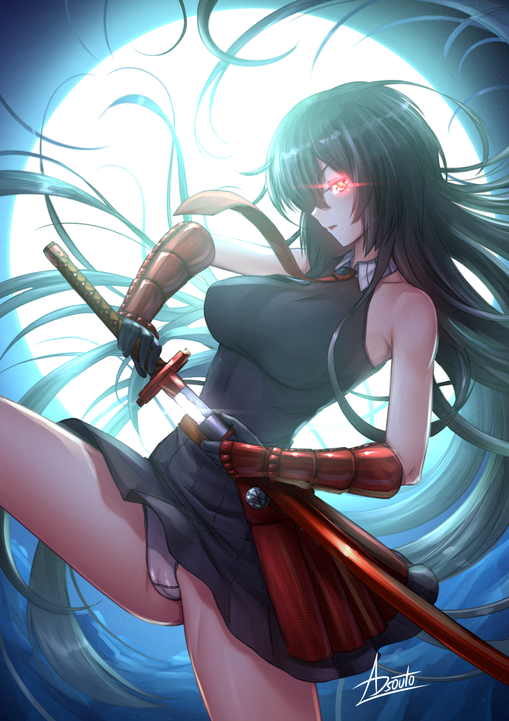 Akame - NSFW, Anime, Anime art, Akame ga kill, Akame, Underwear, Swimsuit, Boobs, Pantsu, , Stockings, Hand-drawn erotica, Erotic, Deviantart, Adsouto, Longpost