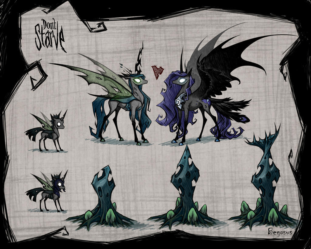 Офигеннейший коллаб - My Little Pony, PonyArt, Princess Luna, Queen Chrysalis, MLP Crossover, Dont Starve