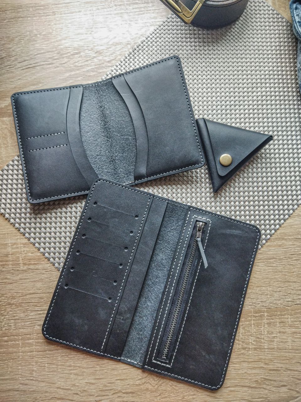 Handmade leather set. Trial of new buttero leather - My, Handmade, Natural leather, Leather products, Needlework without process, Purse, Longer, Longpost