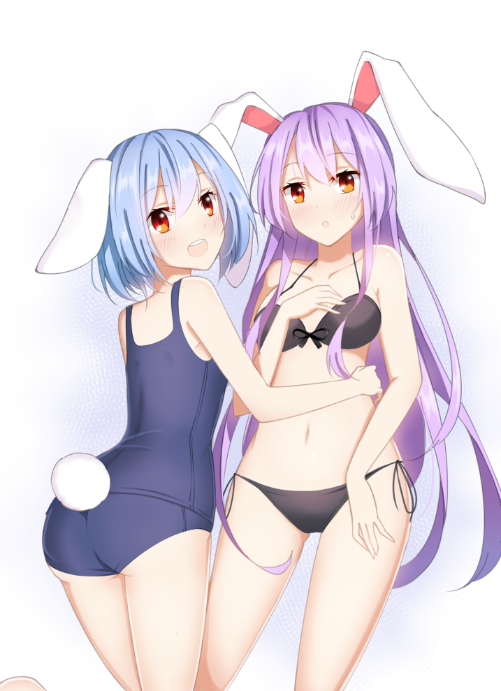 Two Reisen - NSFW, Touhou, Reisen Udongein Inaba, Anime Art, Аниме, Xialuluo, Купальник, Грудь, Рисованная эротика, Эротика