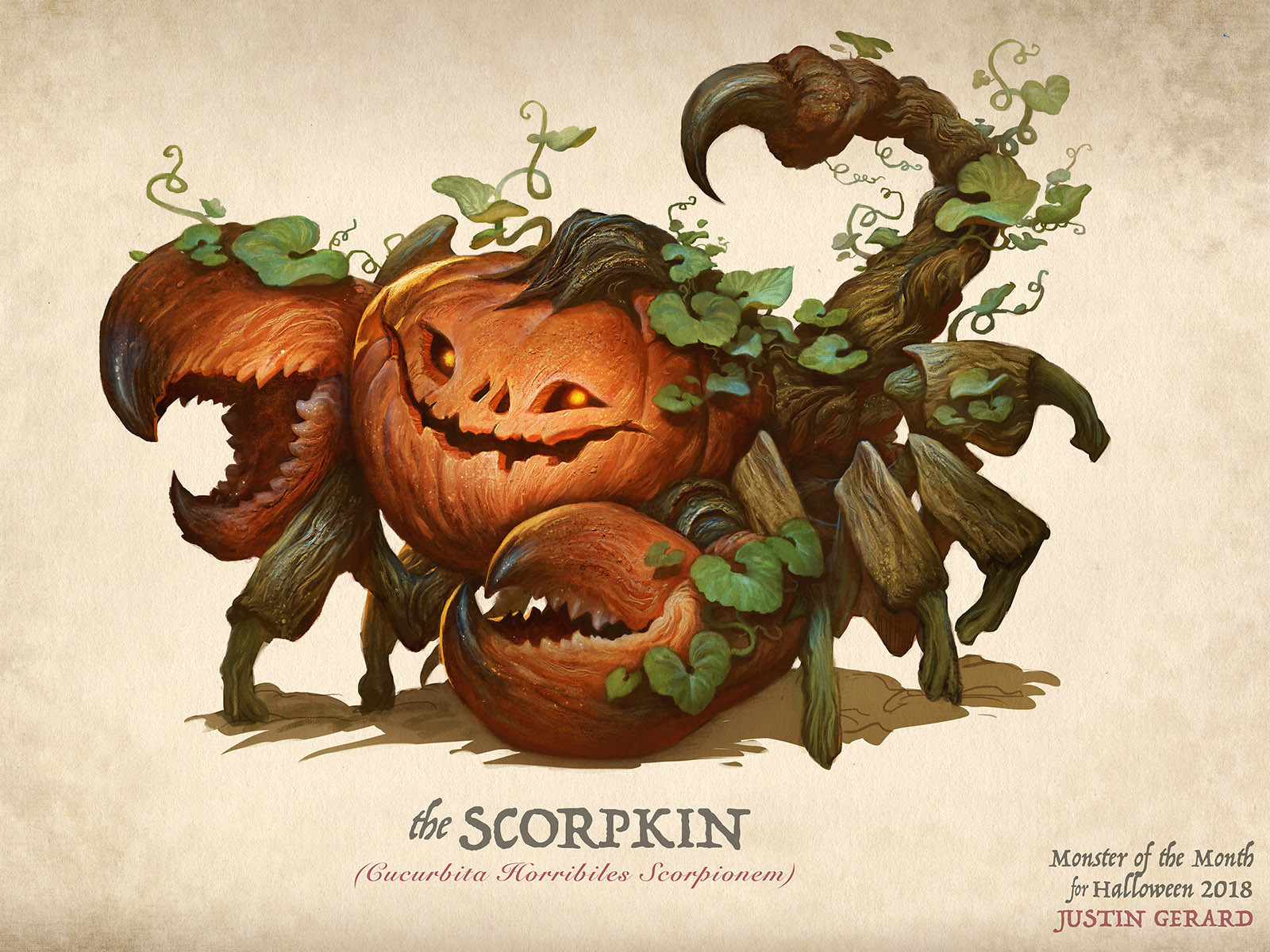 Scorpion pumpkin in honor of the holiday - Halloween, Scorpions, Monster, Art, Pumpkin, Justin Gerard