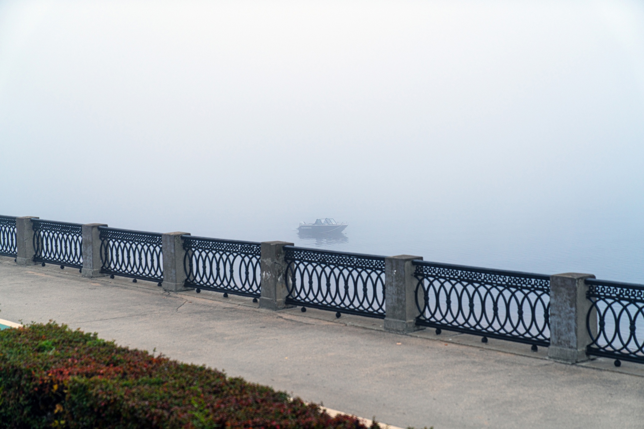 Fog on the embankment - My, The photo, Fog, Volga river, Samara, Embankment, Longpost