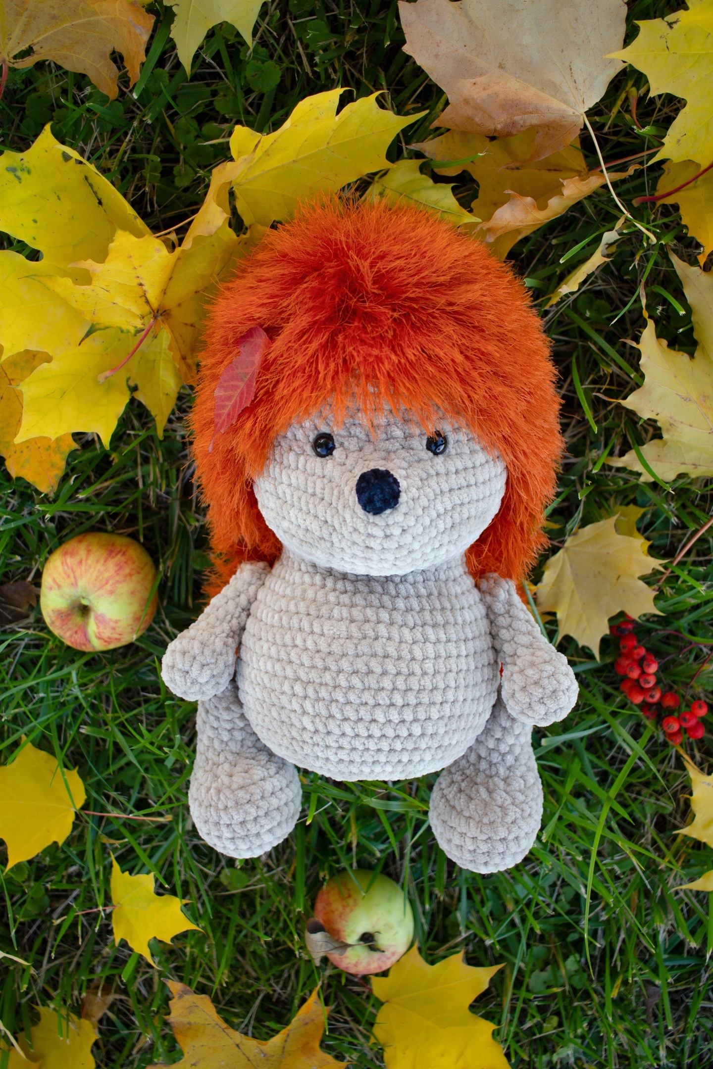 Hello World! - My, Crochet, Hedgehog, Knitted toys, Knitting, Longpost, Autumn