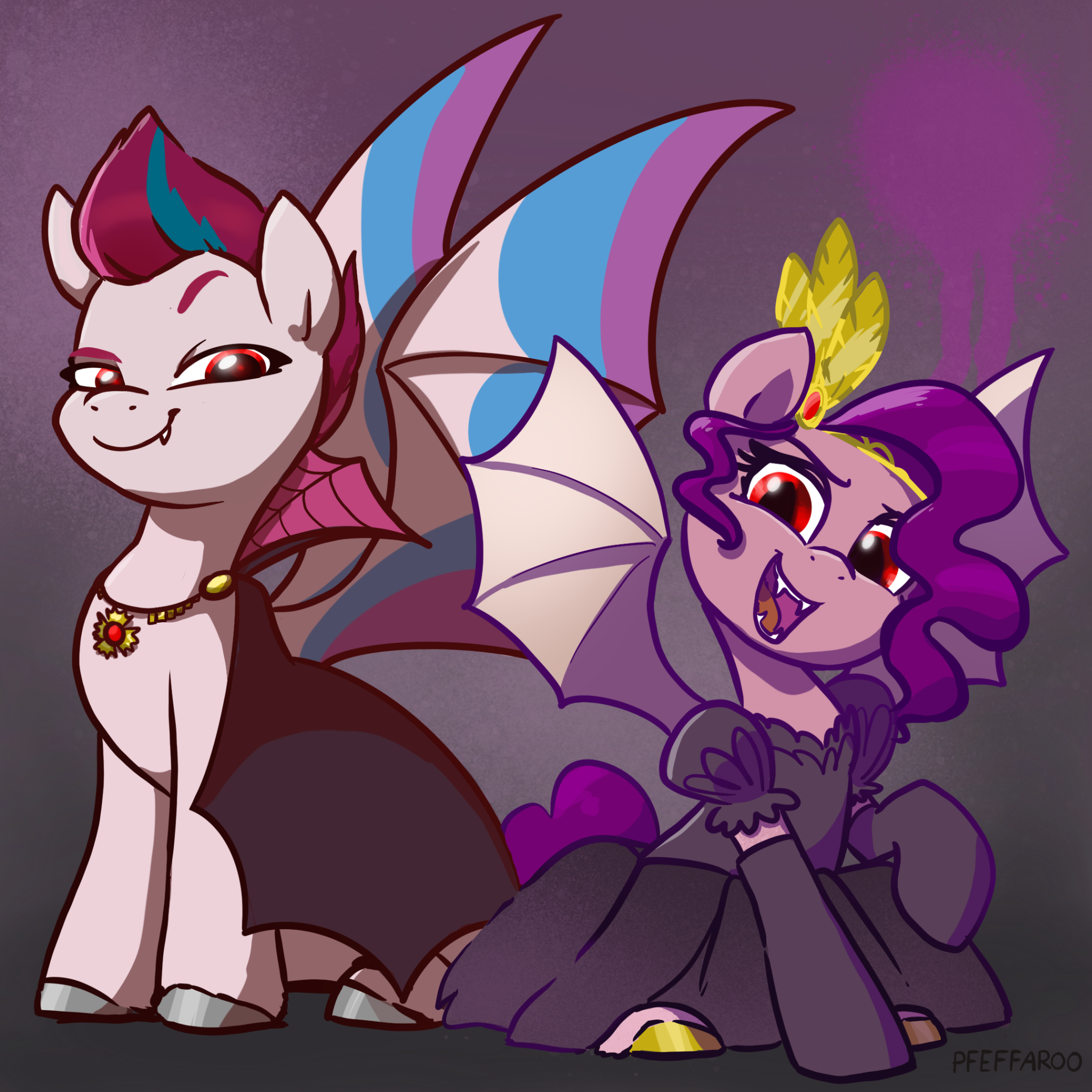 Zippa and Pippa - My little pony, Zipp storm, Pipp petals, Halloween, Vampires, Batpony, Pfeffaroo