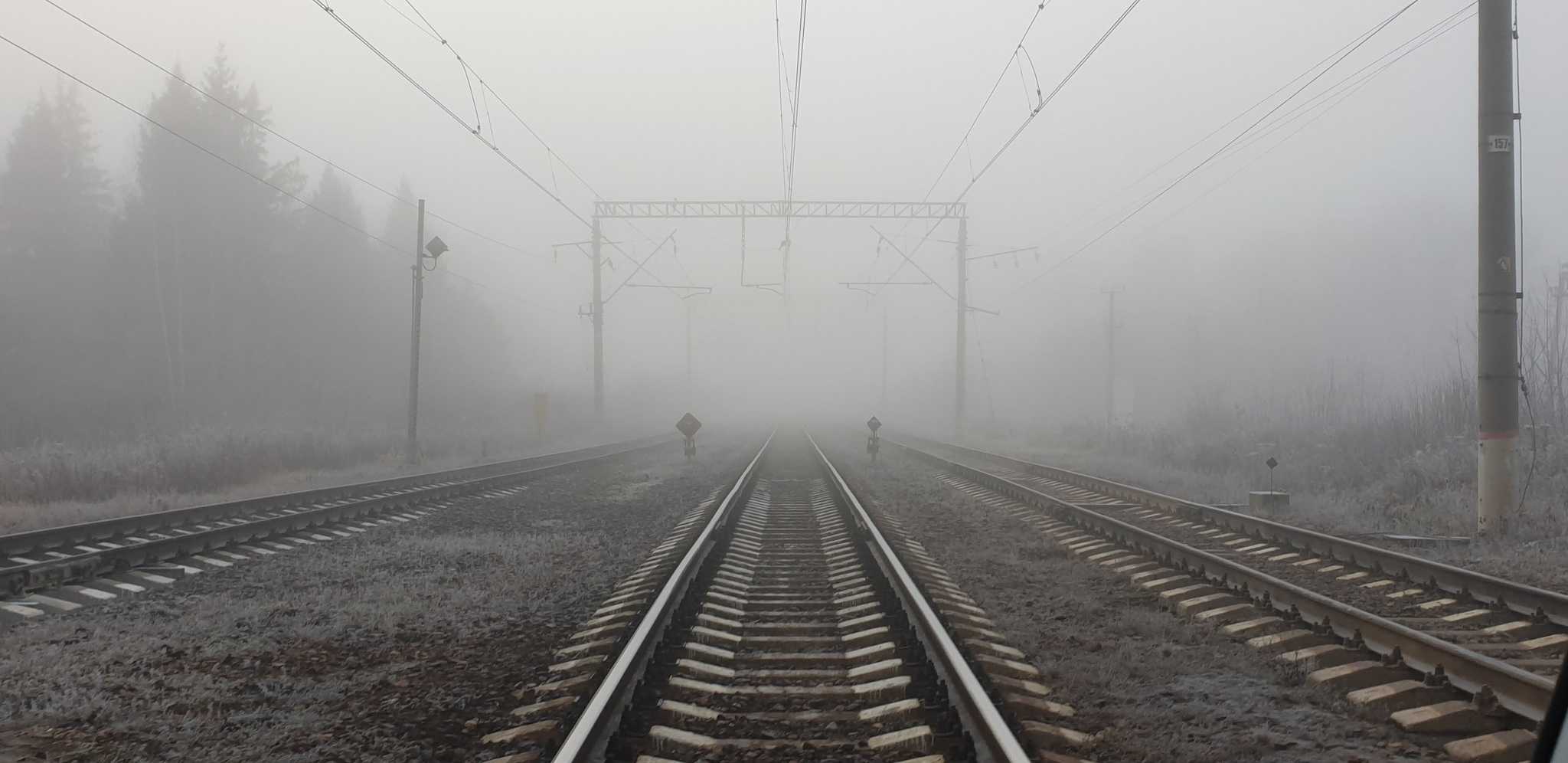 No filters - My, Fog, No filters, Autumn, Road, Railway, The photo