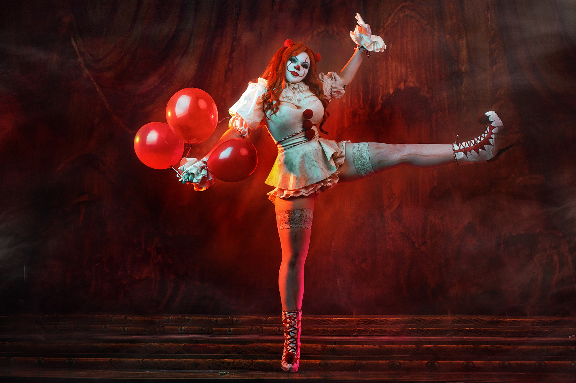 Pennywise and the cat - My, Pennywise, Cosplay, cat, Longpost, It, Stockings