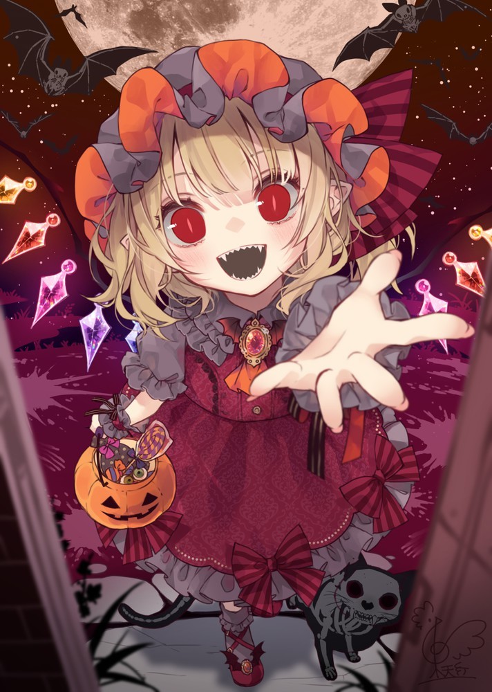 Sweet or nasty? - Touhou, Flandre scarlet, Anime art, Anime, Toutenkou, Halloween, cat, Longpost